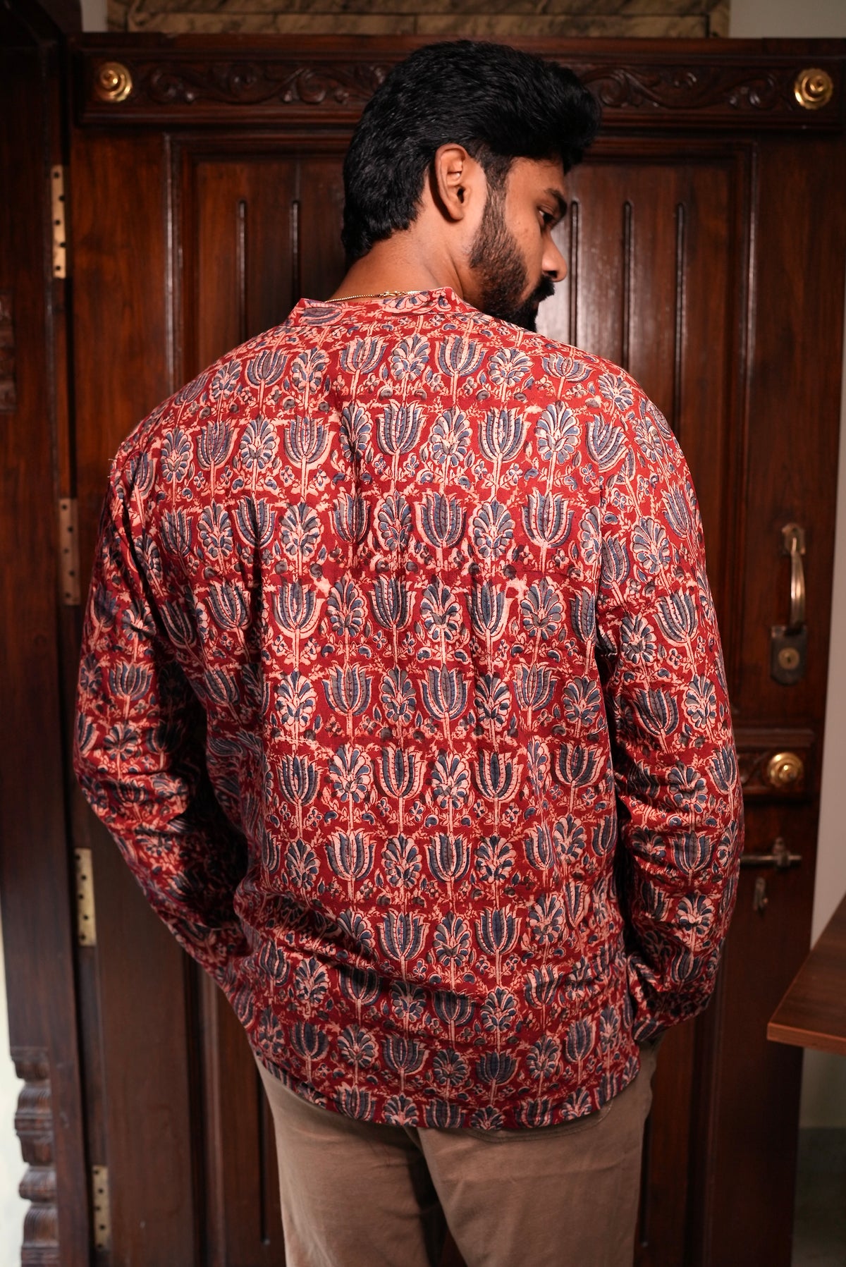 KALAMKARI MAROON TULIP SHORT KURTA