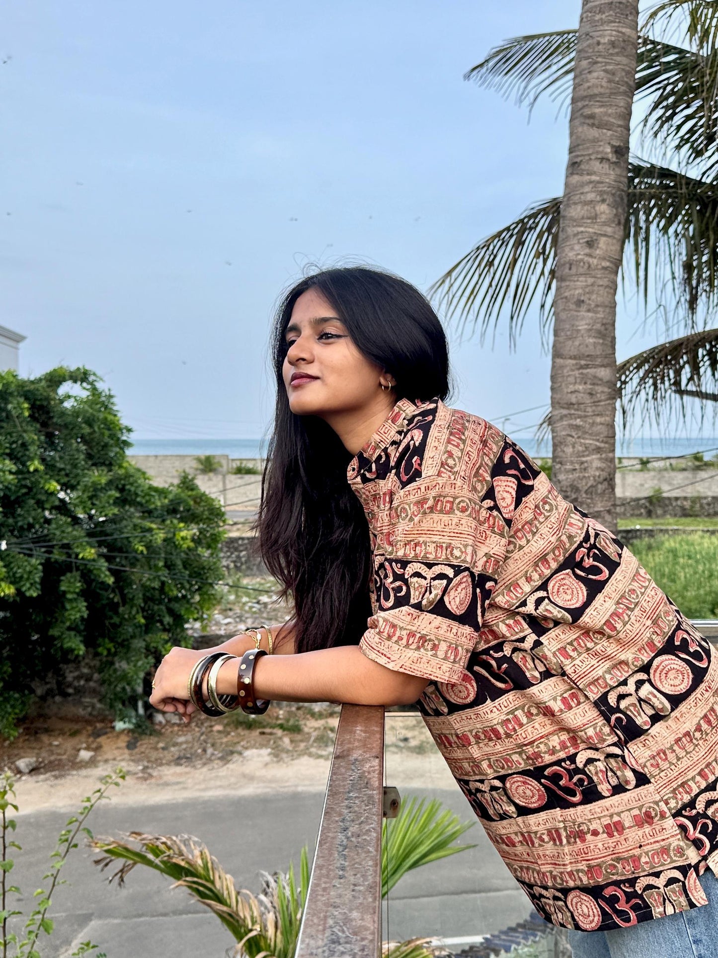 BLACK KALAMKARI MANTRA SHORT KURTA