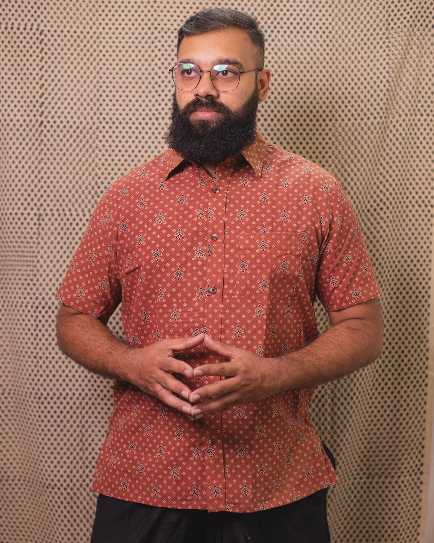 AJRAKH MAJET BANDHANI FLORAL SHIRT