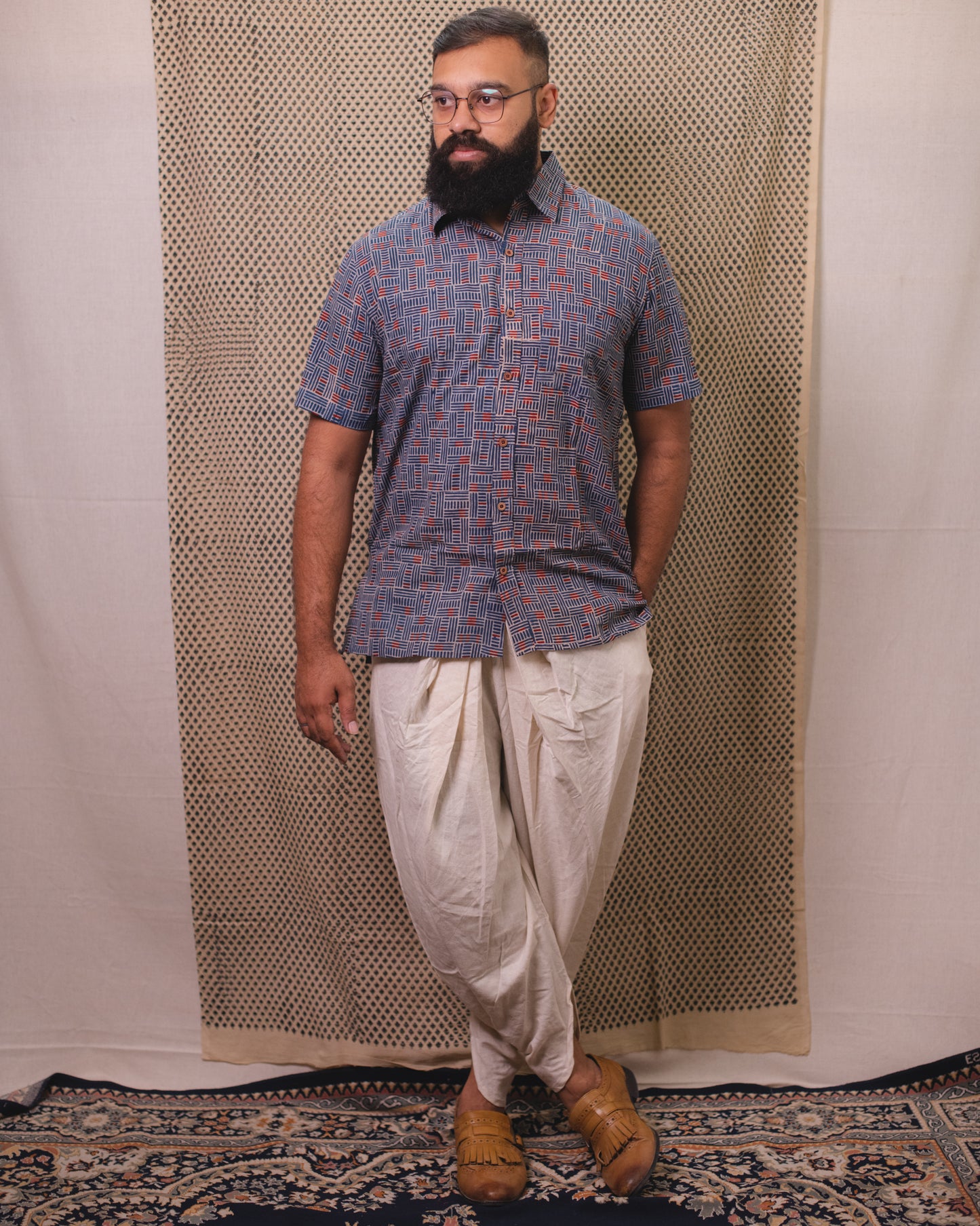 AJRAKH INDIGO MEAZ SHIRT
