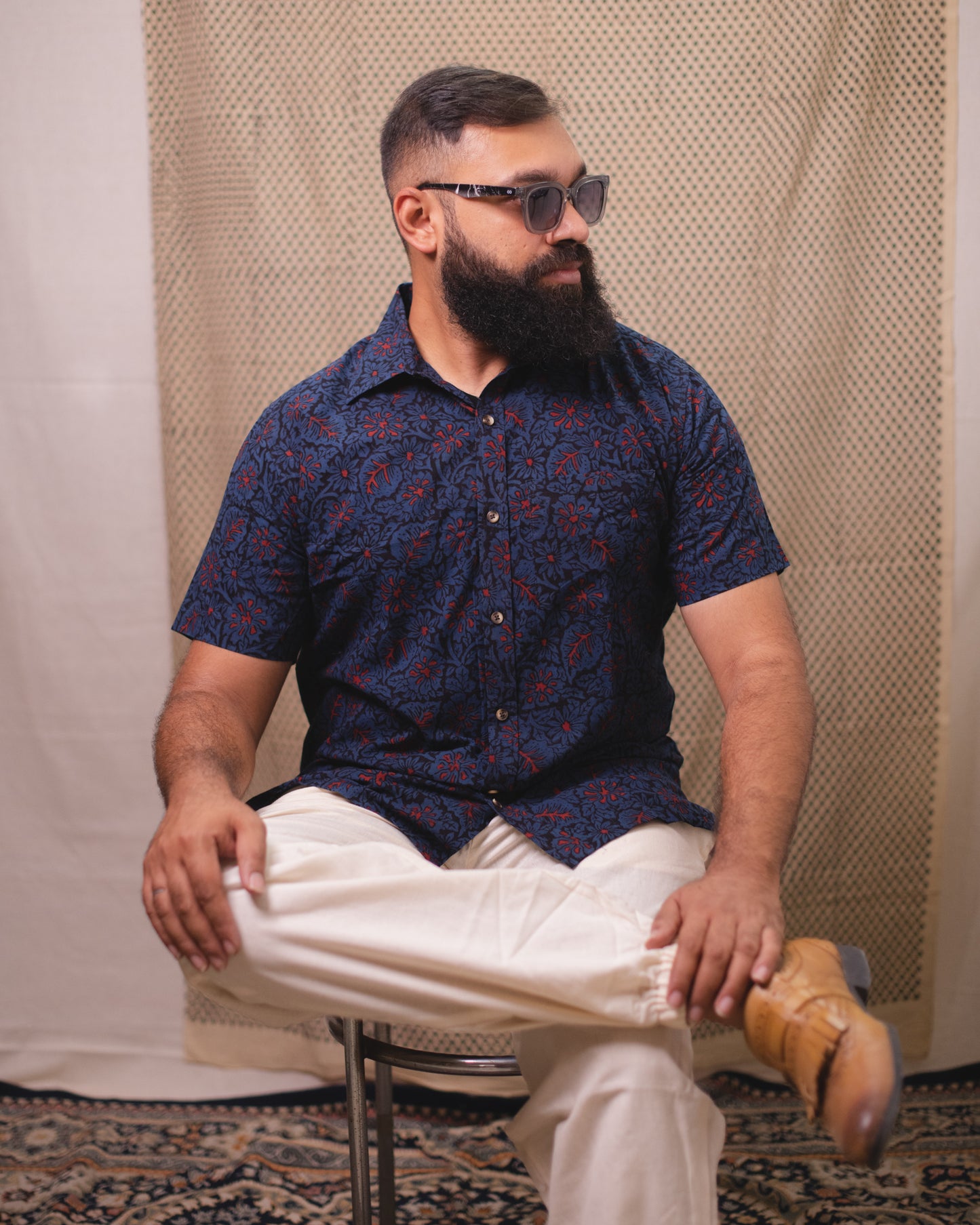 AJRAKH MAROON FLORAL SHIRT