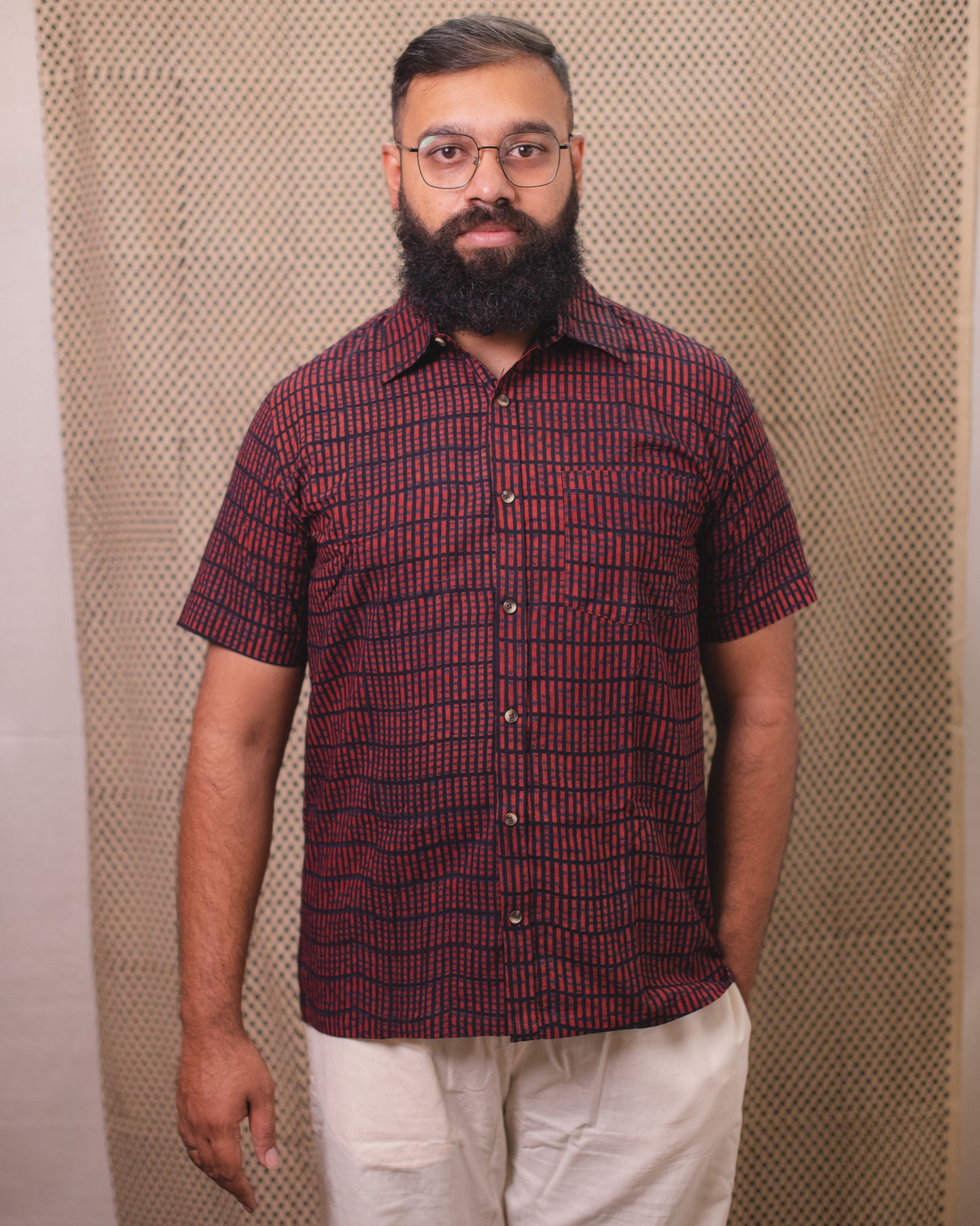 AJRAKH MAROON BRICK SHIRT