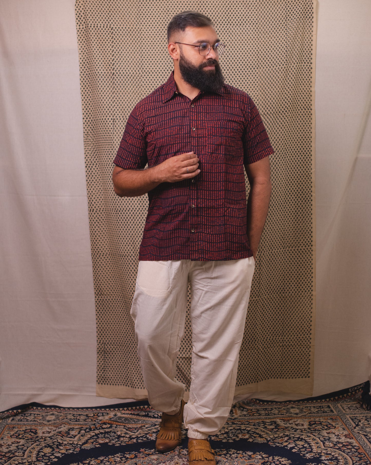 AJRAKH MAROON BRICK SHIRT