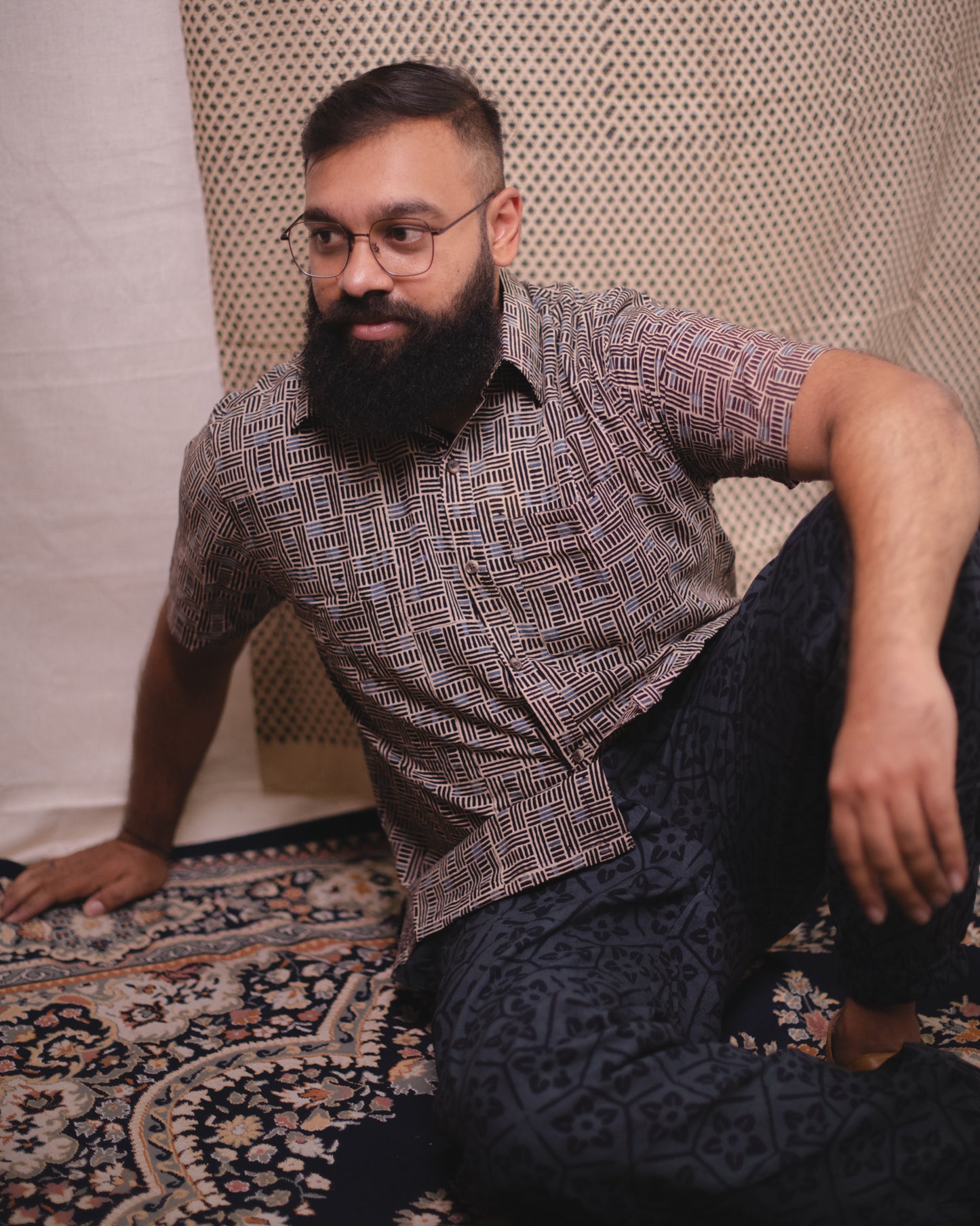 AJRAKH BLACK MEAZ SHIRT