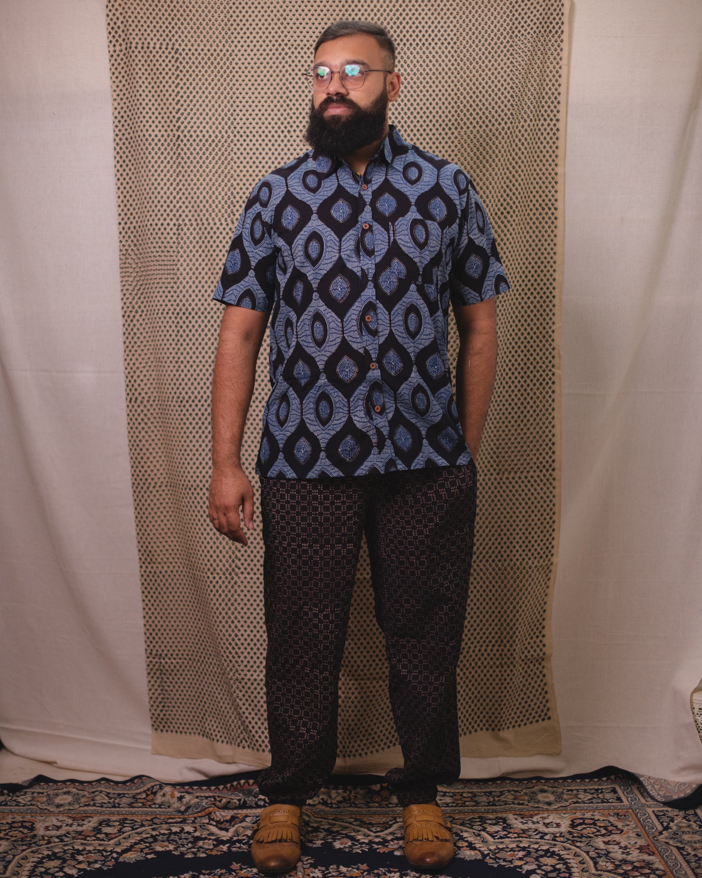 AJRAKH SEA SHELL INDIGO