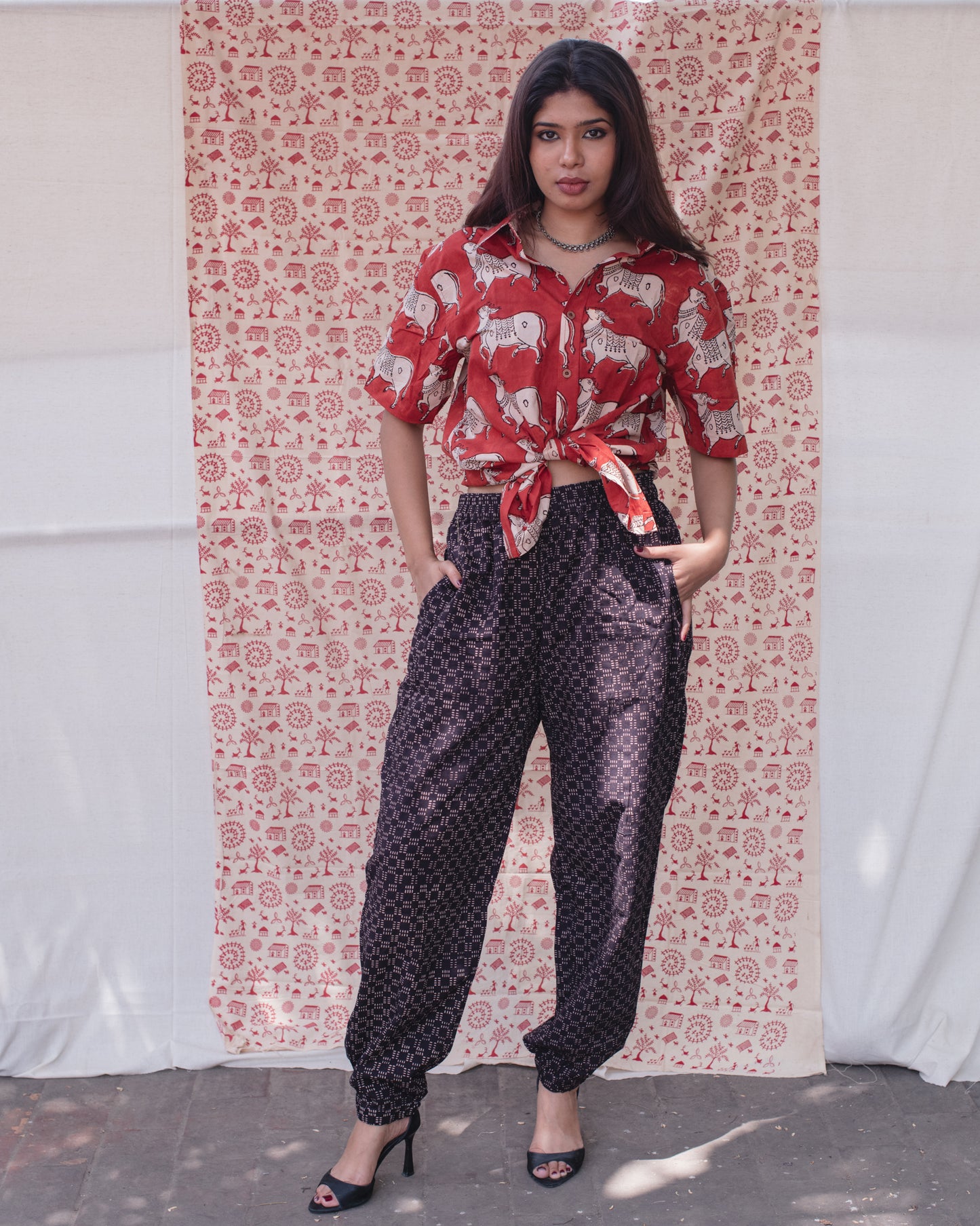 BLACK SQUARE CELLS TROUSERS PANTS