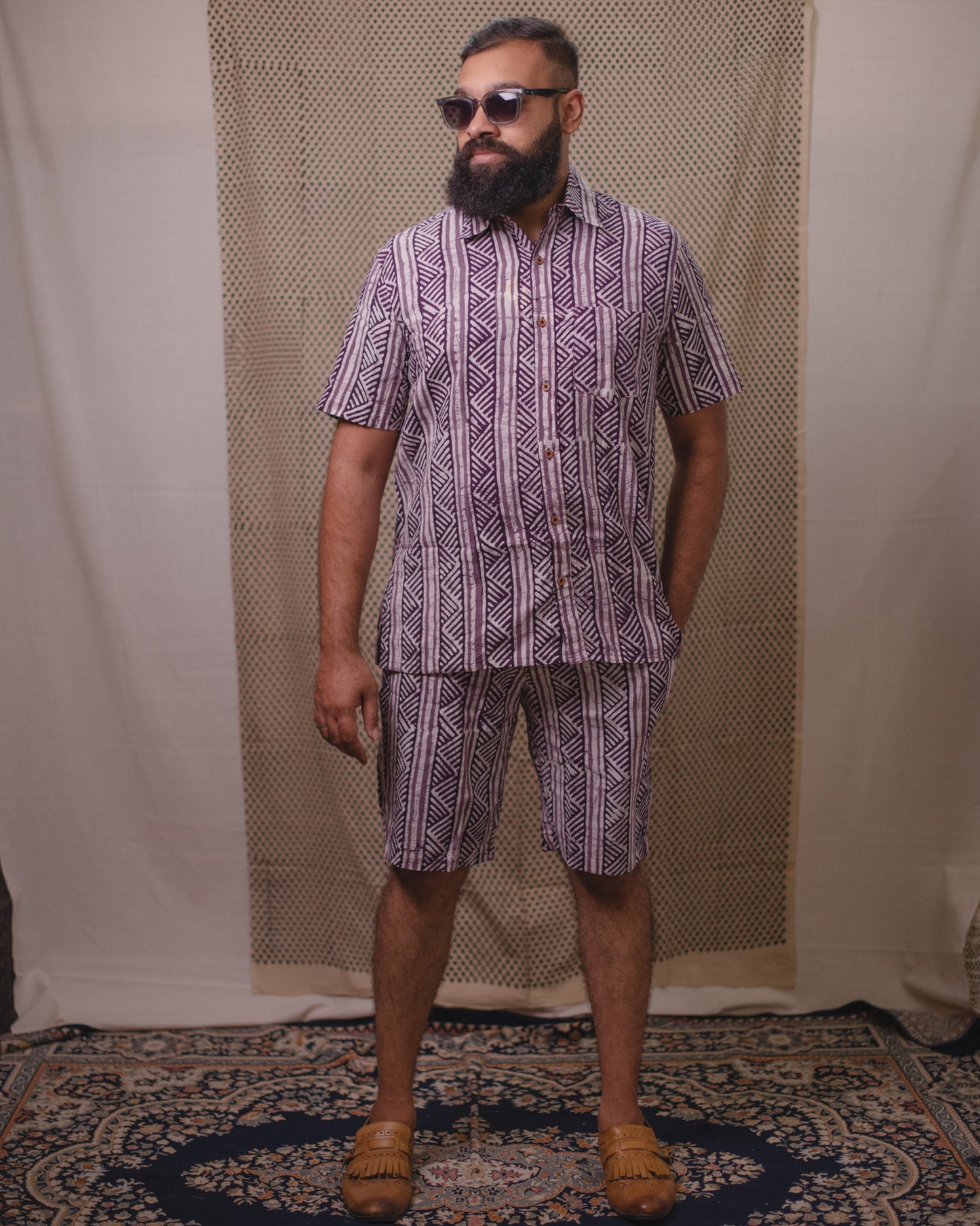 BATIK LAVENDER STRIPES COORD SET
