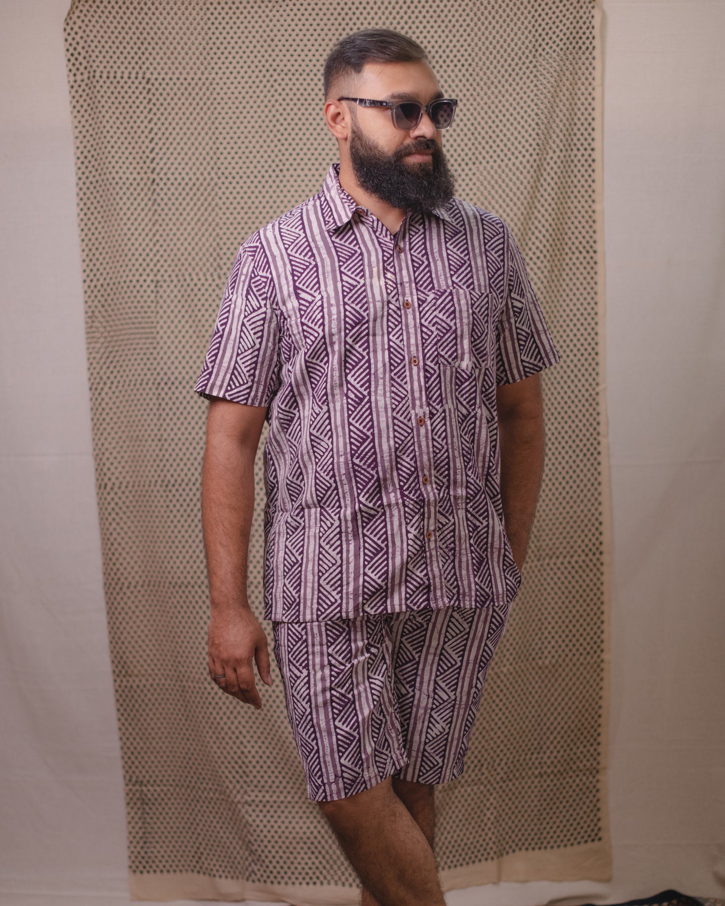 BATIK LAVENDER STRIPES COORD SET