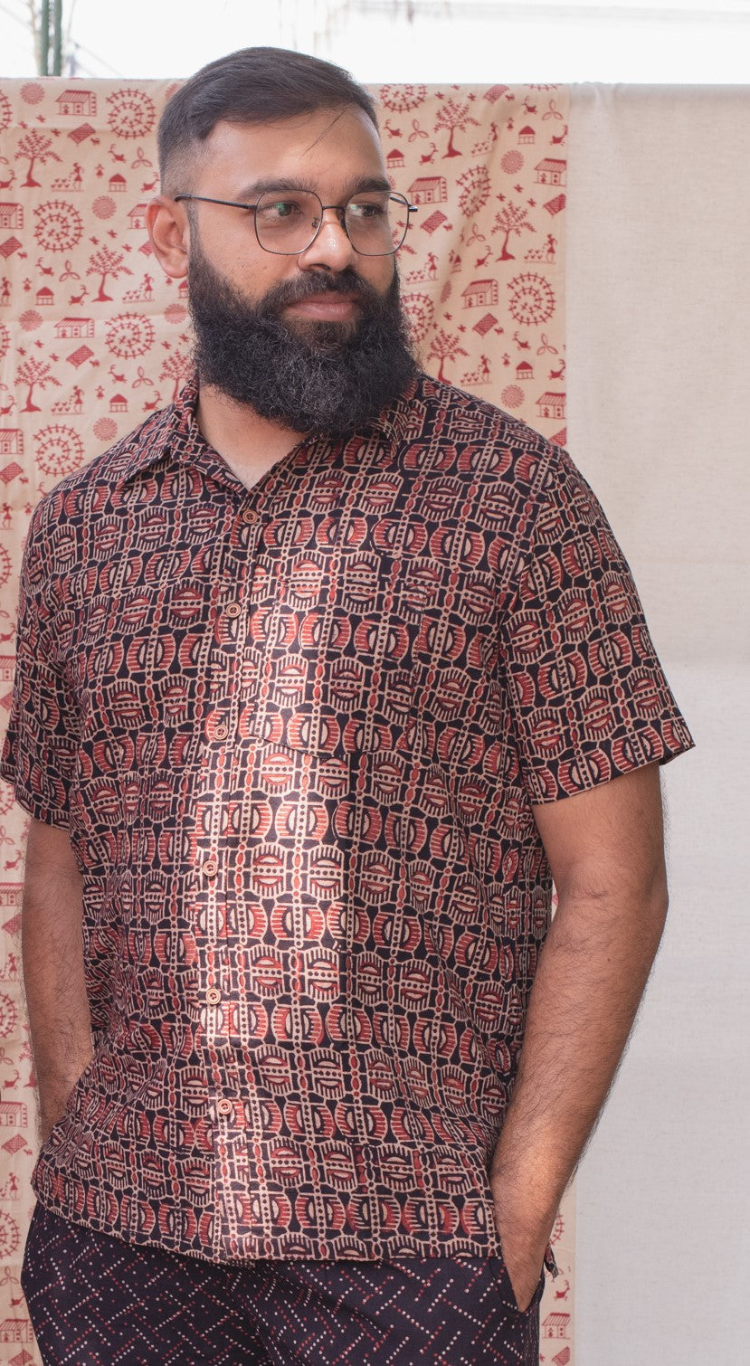 Black Maroon Geometrical SHIRT