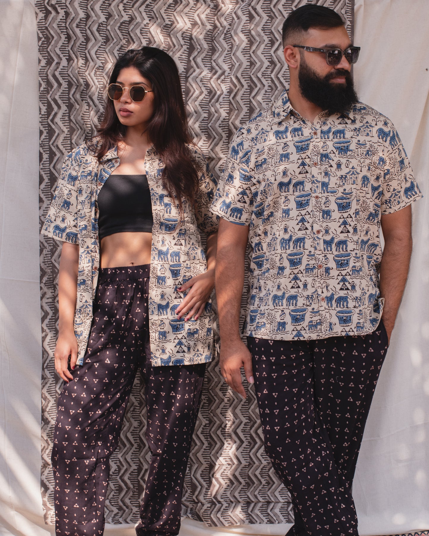 BEIGE SMALL TRIANGLE TROUSERS PANTS