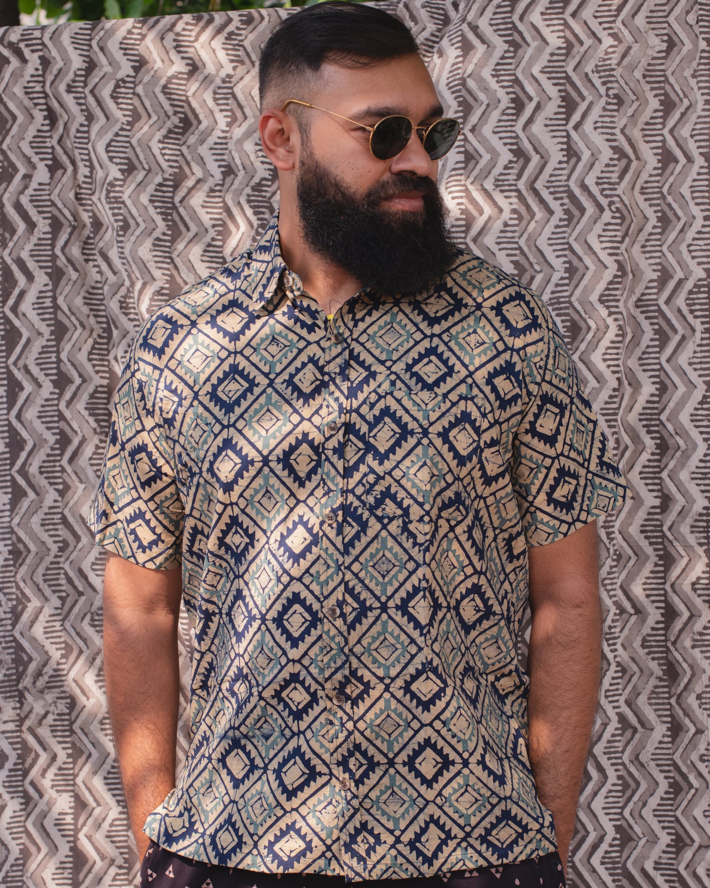 BATIK ECRU INDIGO SHIRT