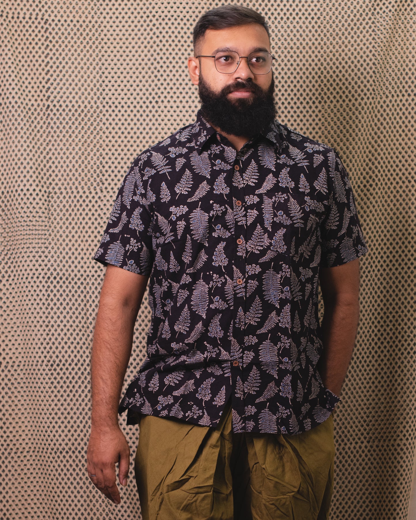 AJRAKH BLACK AUTUMN SHIRT