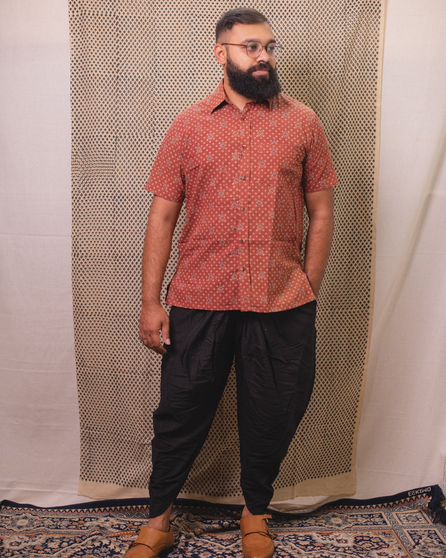 AJRAKH MAJET BANDHANI FLORAL SHIRT