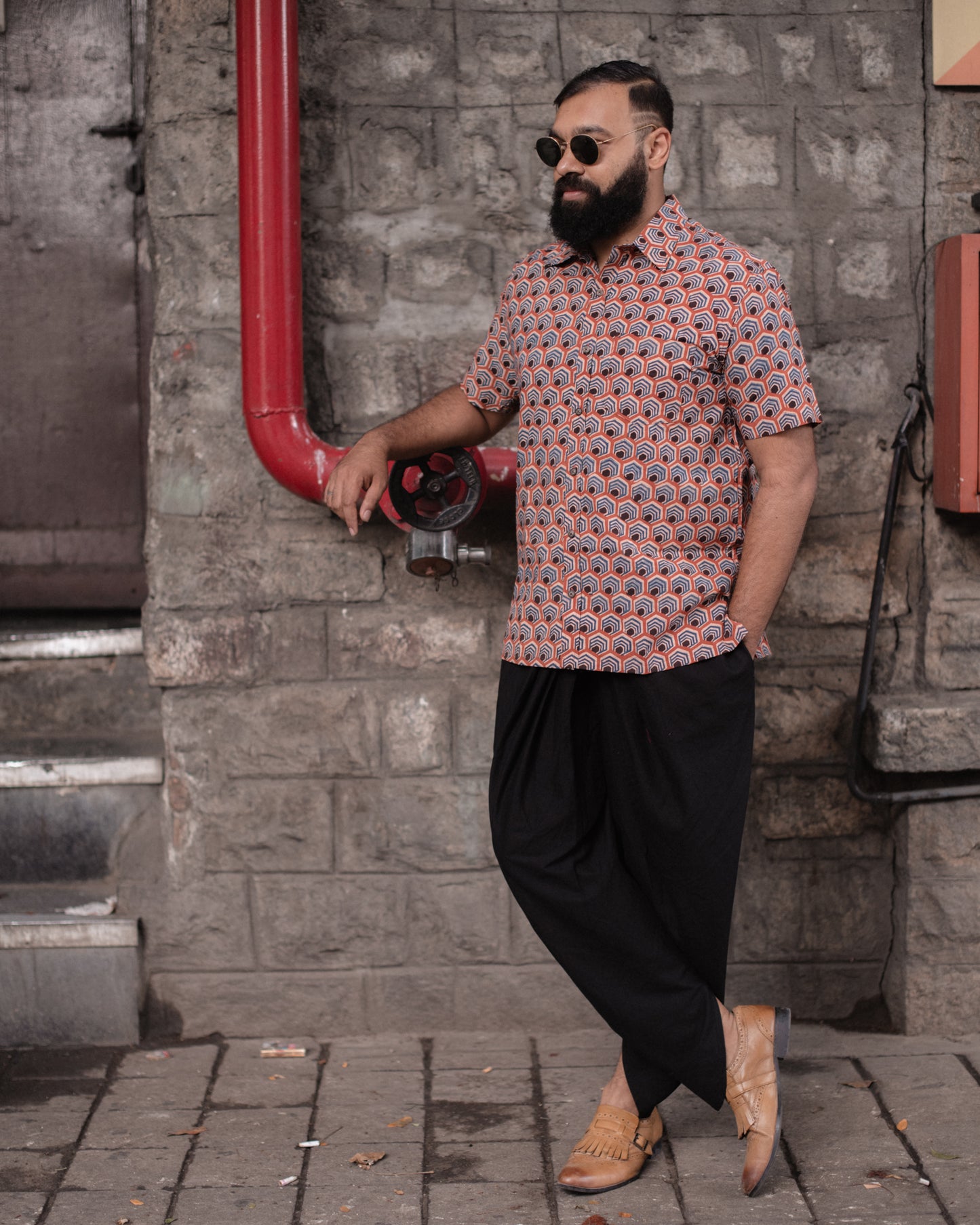 AJRAKH MAJET HONEYCOMB SHIRT