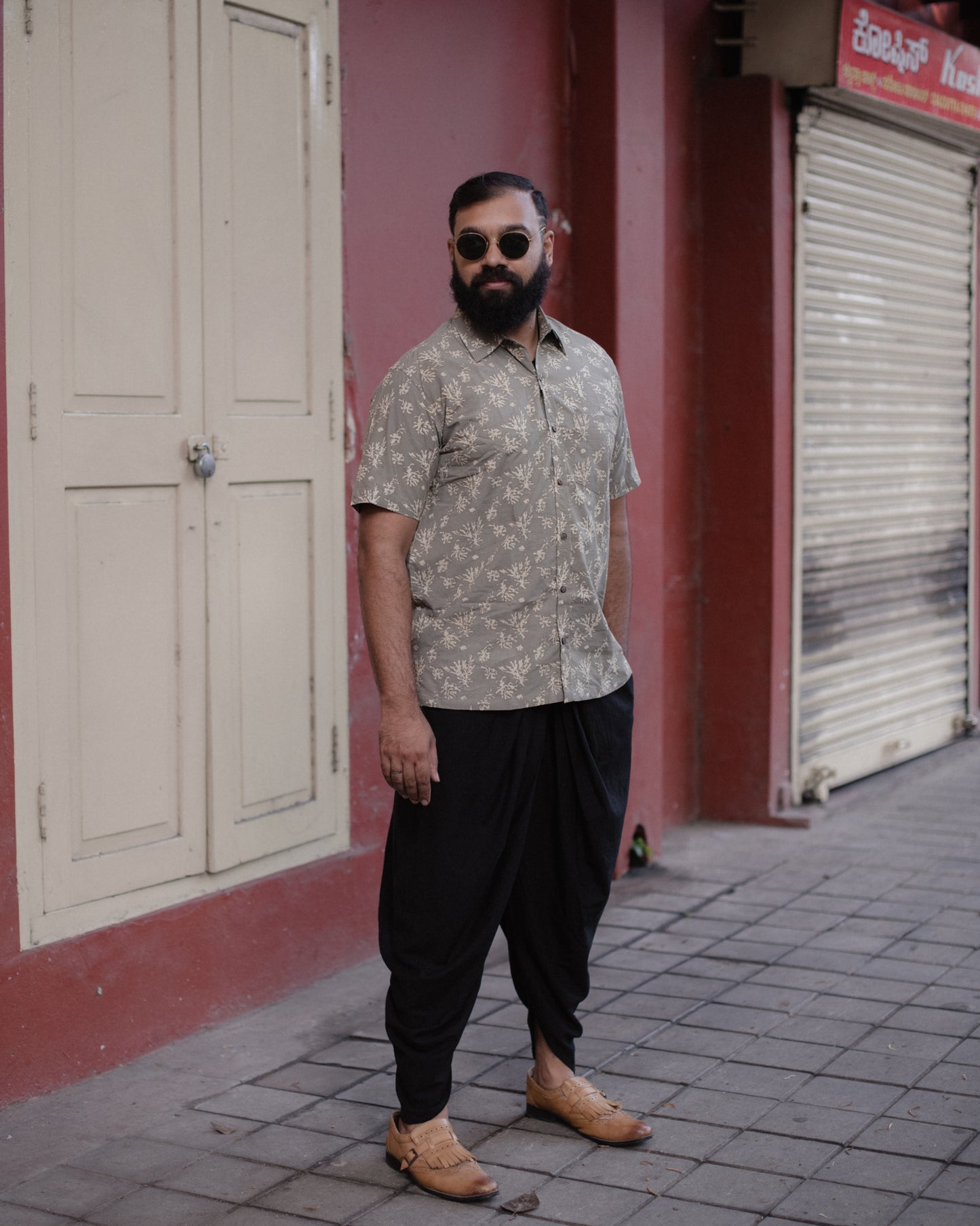 AJRAKH FOSSIL GREY SHIRT