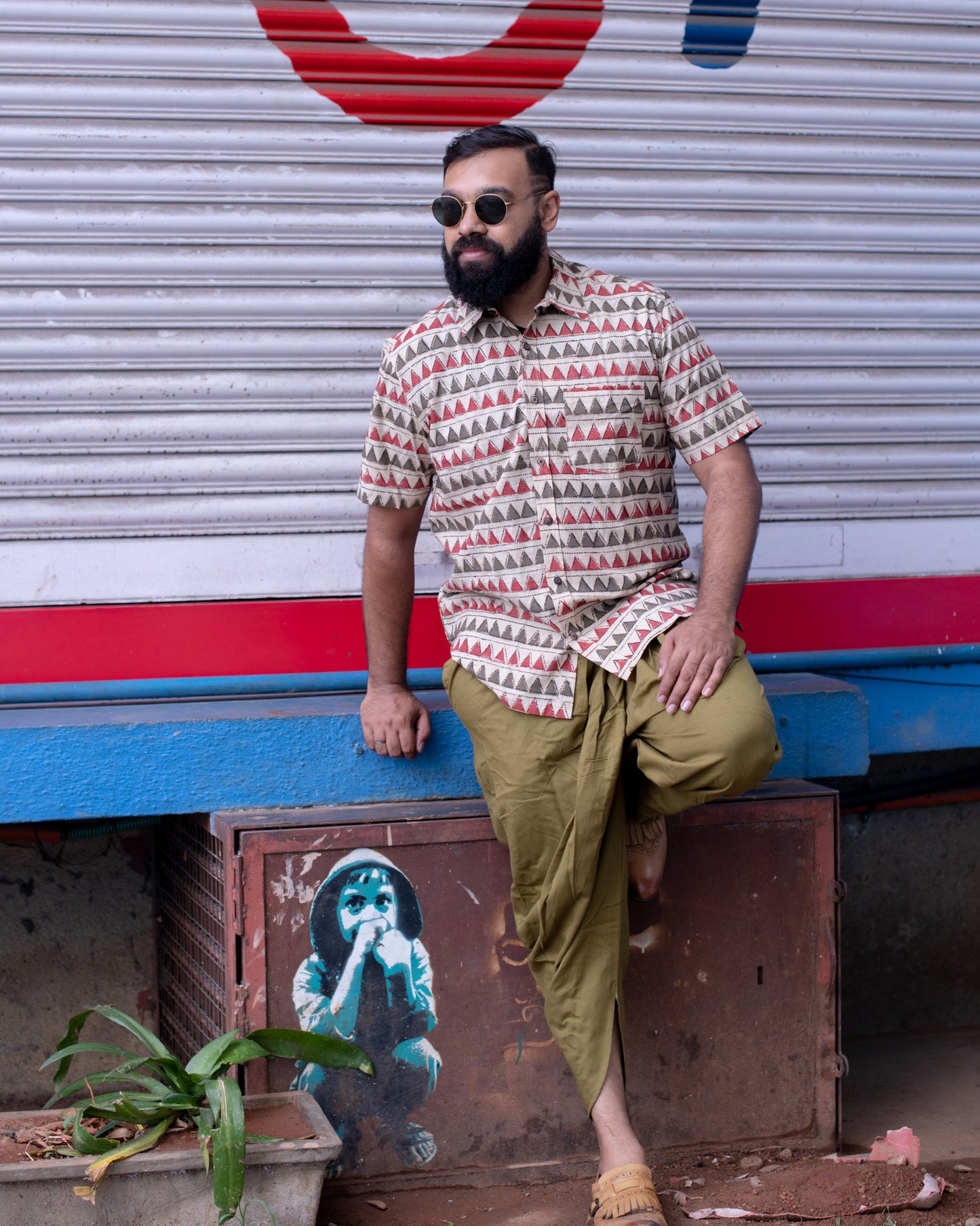 KALAMKARI TERACOTTA TRIANGLE SHIRT
