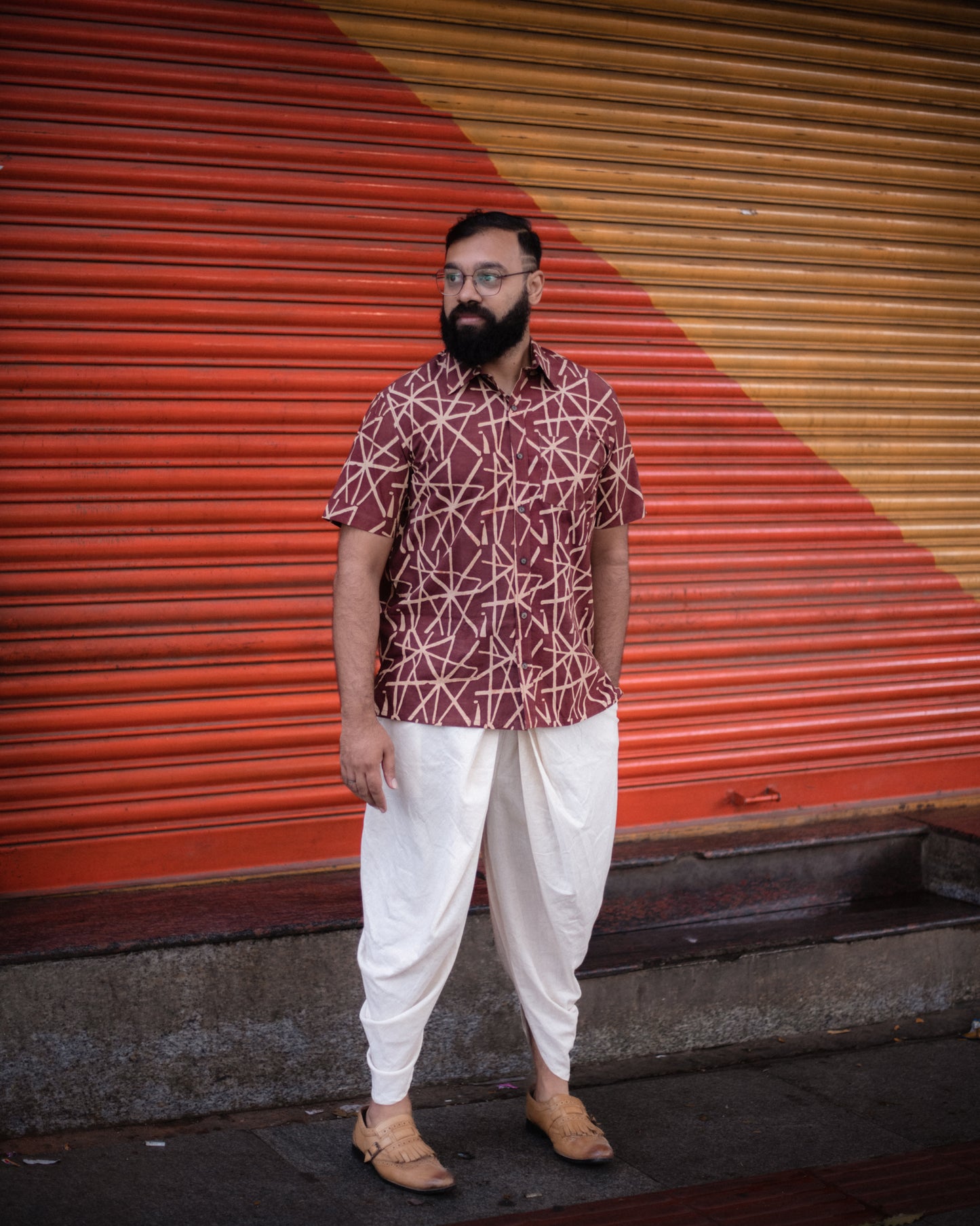 AJRAKH BROWN ABSTRACT SHIRT