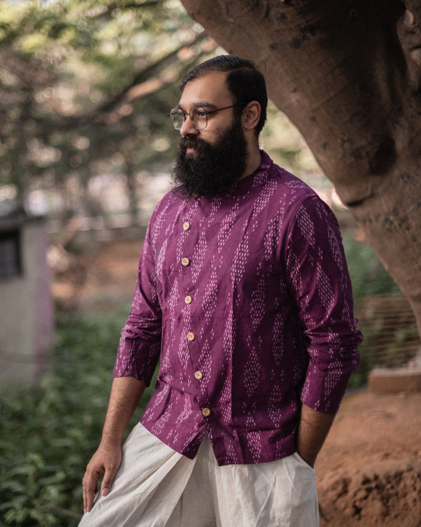 LAVENDER TETRAGON IKKAT 7B SHIRT