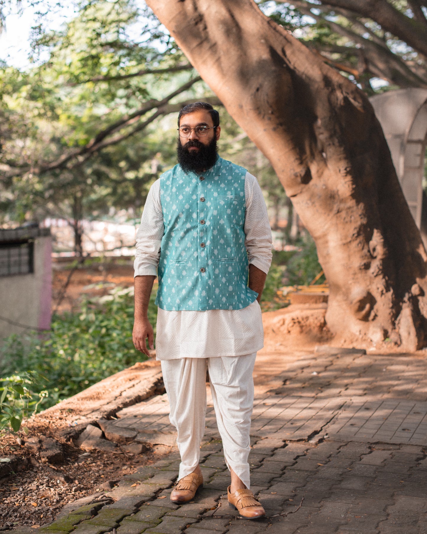 CYAN IKKAT MODI JACKET