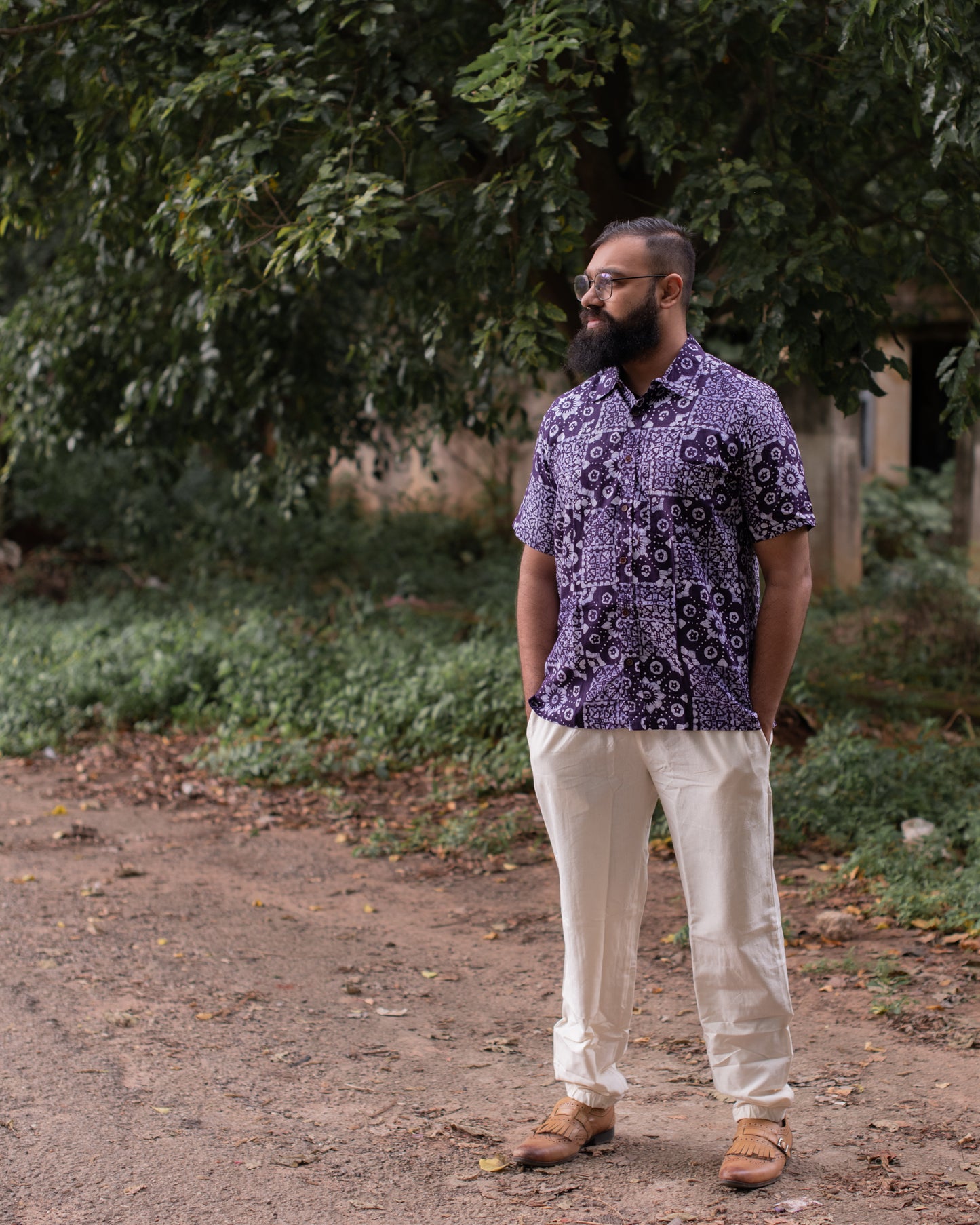 LAVENDER GEOMETRIC BATIK SHIRT