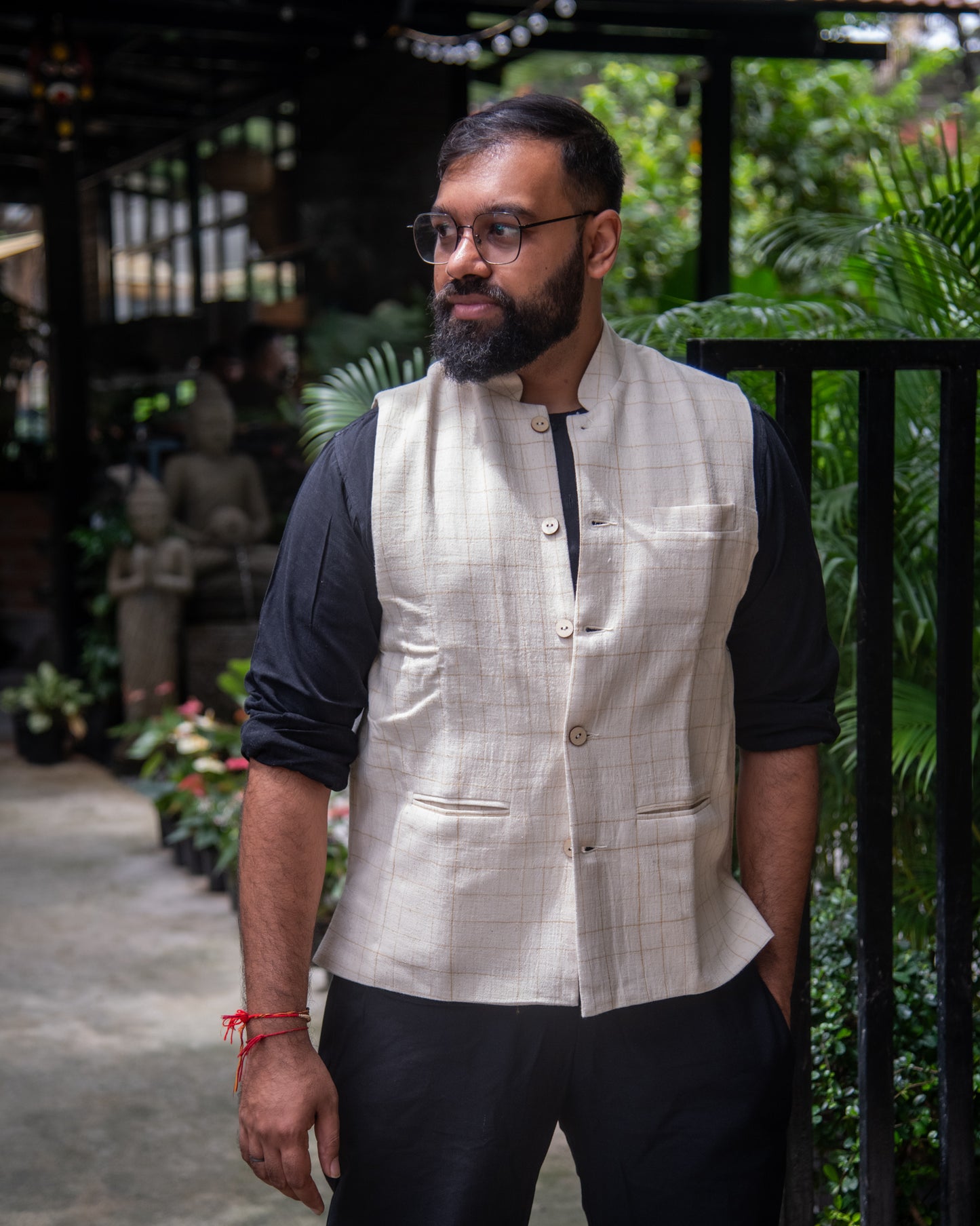 BROWN BIG CHECKS MODI JACKET