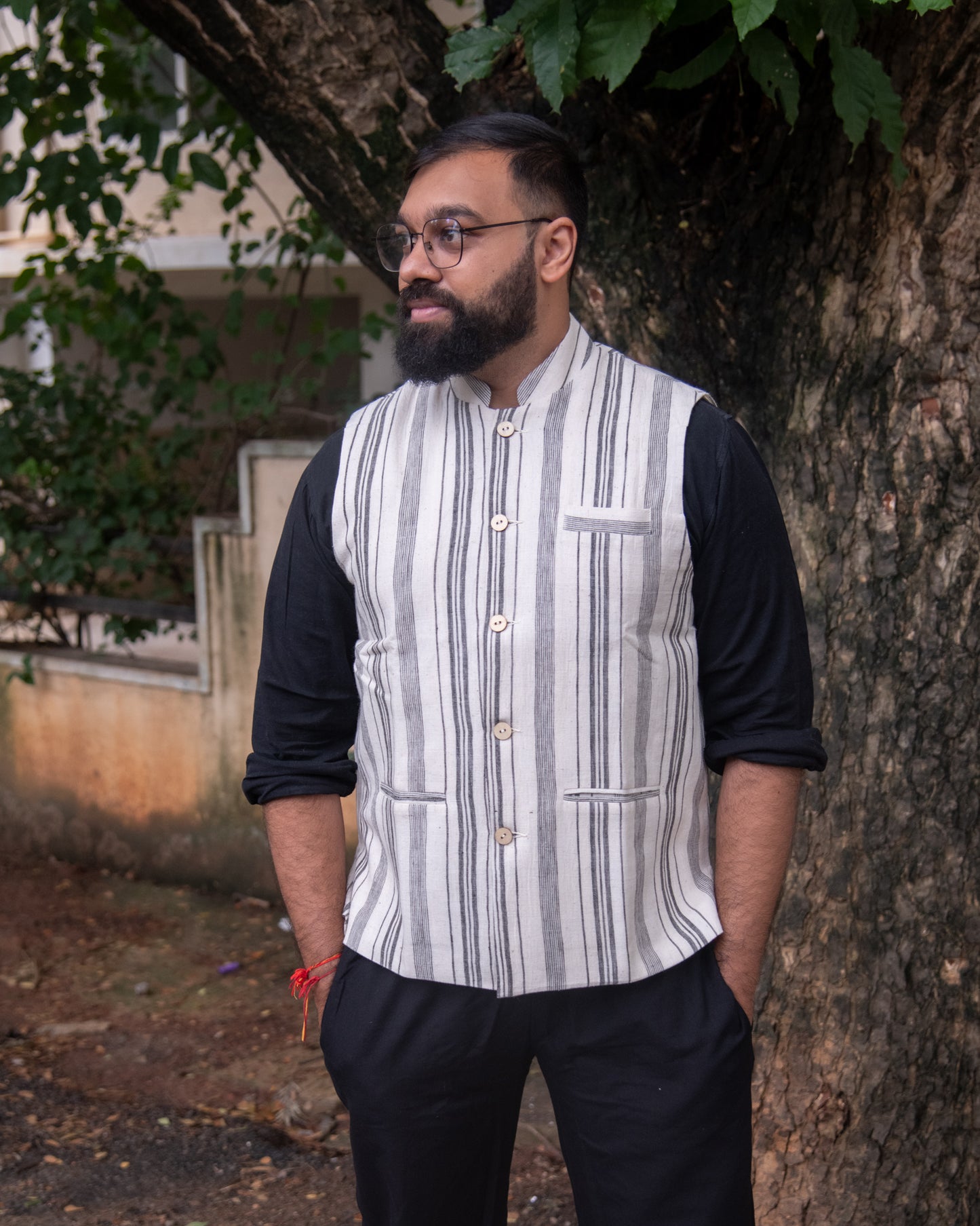 NATURAL GREY STRIPE MODI JACKET