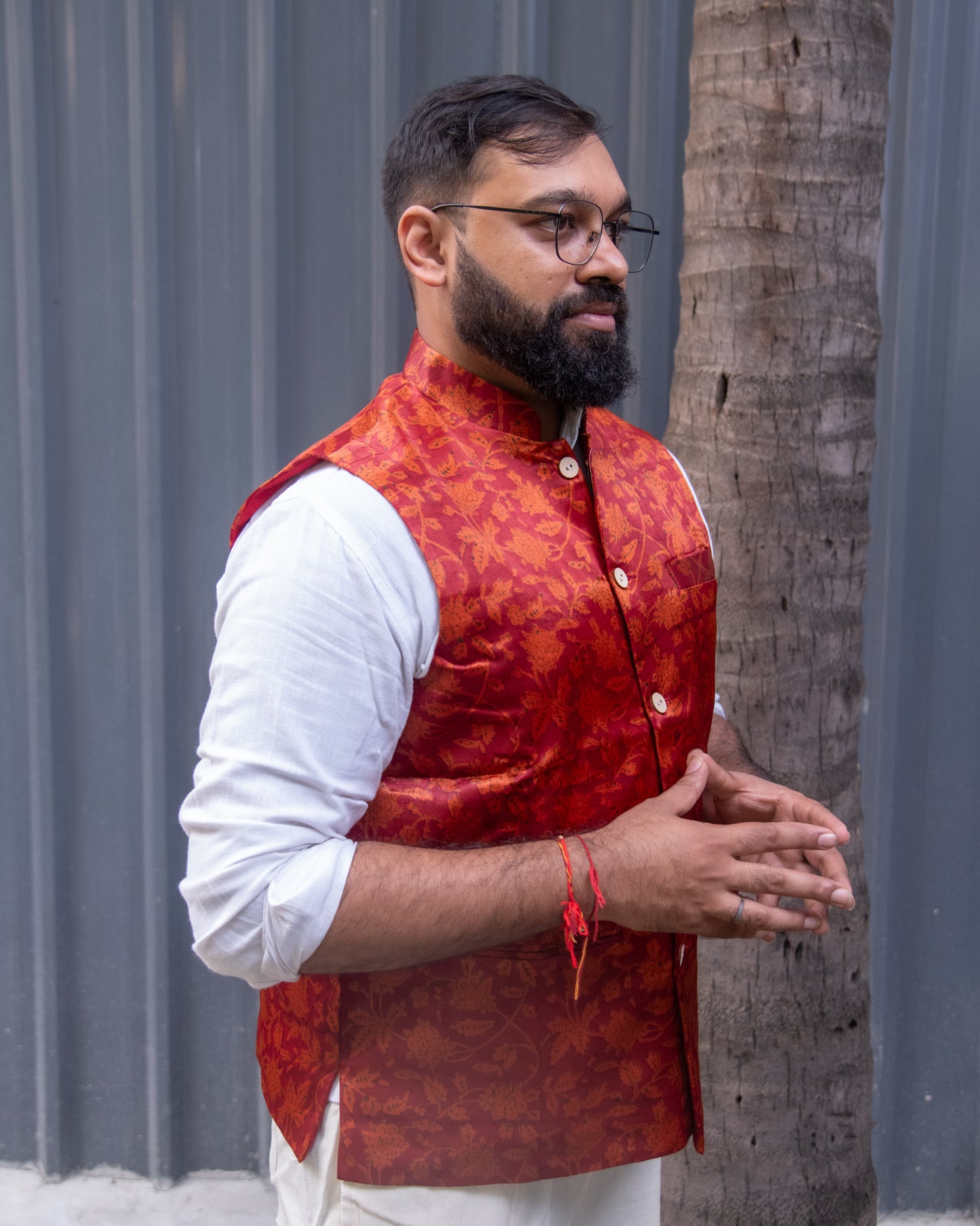 MASHRU MAROON MODI JACKET