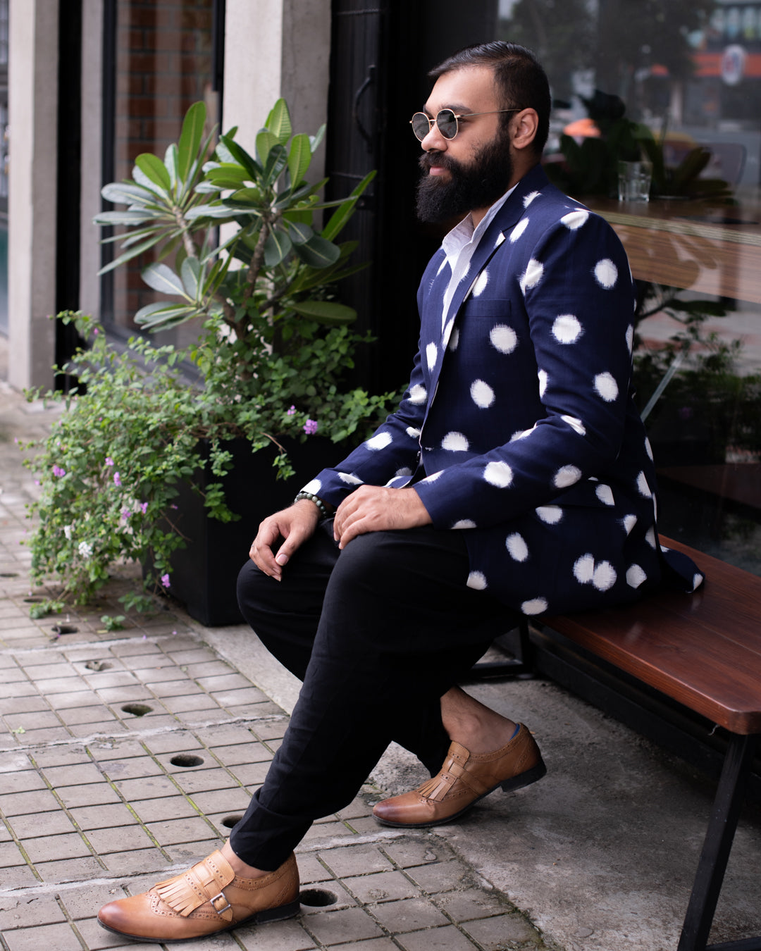 INDIGO POLKA IKKAT BLAZER