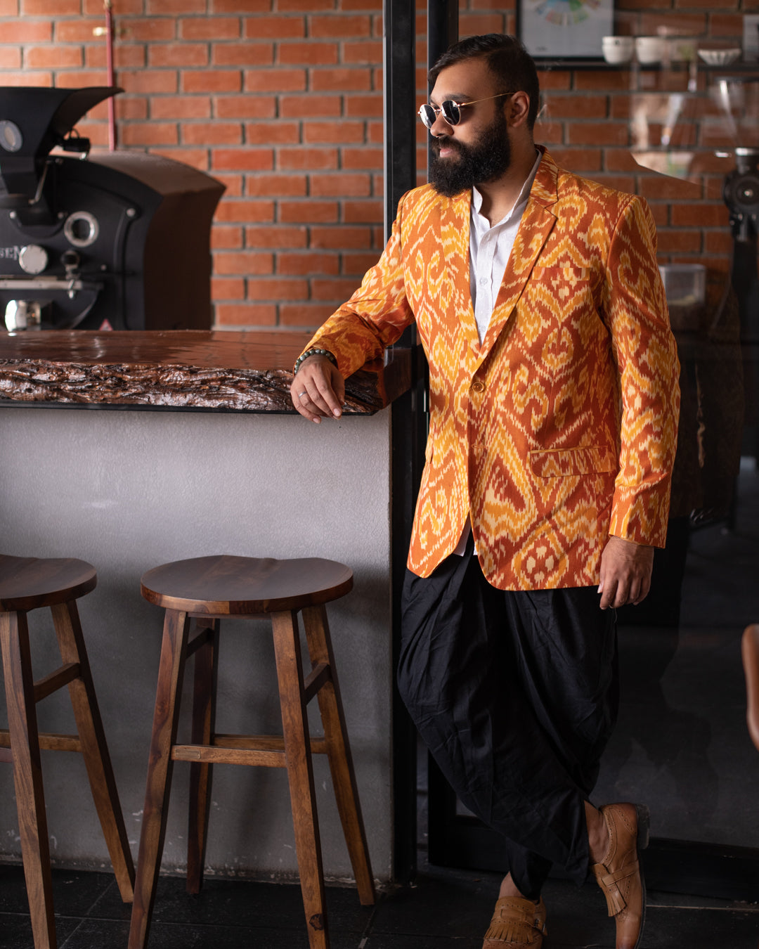 MERCERISED MUSTARD IKKAT BLAZER