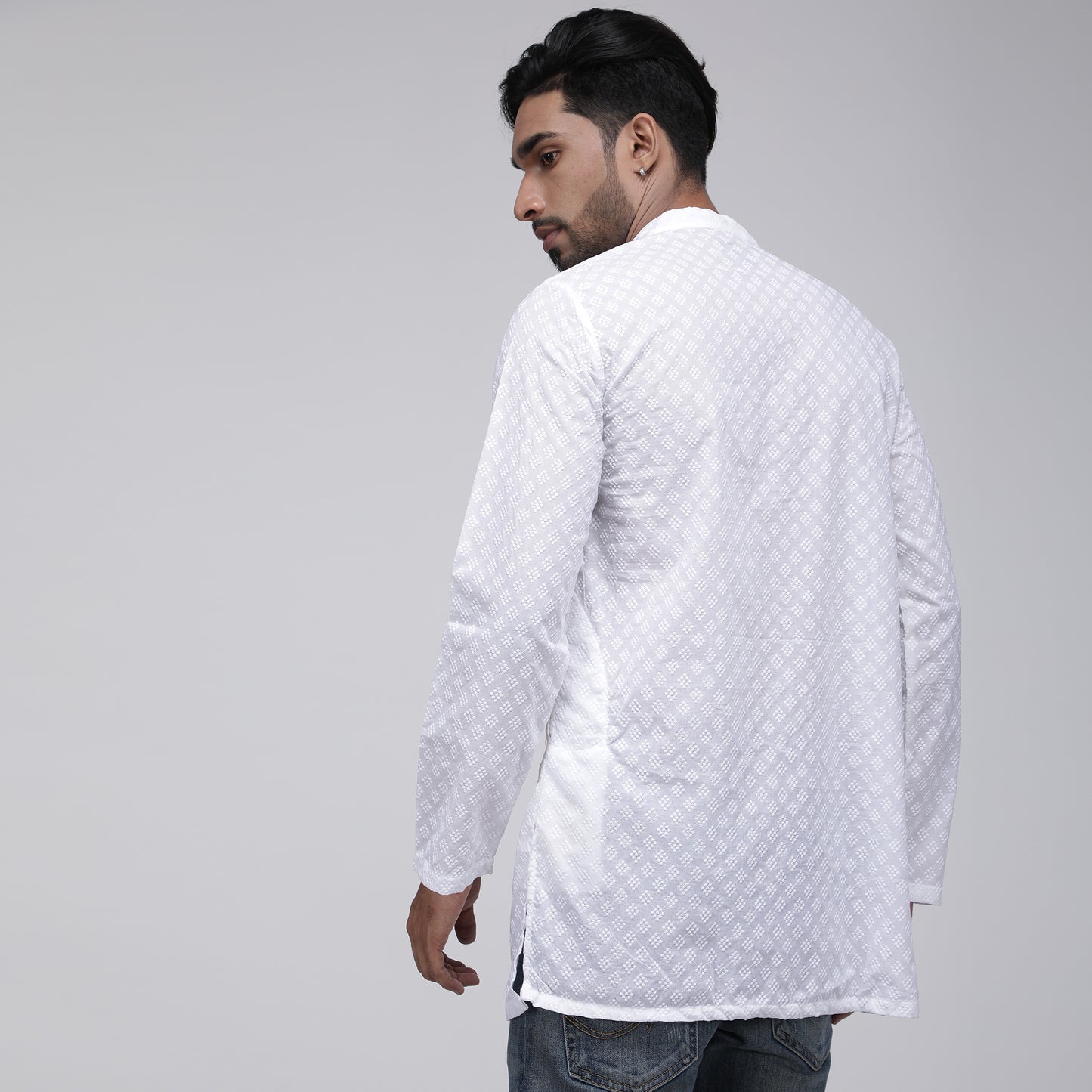 WHITE DIAMOND JACQUARD KURTA