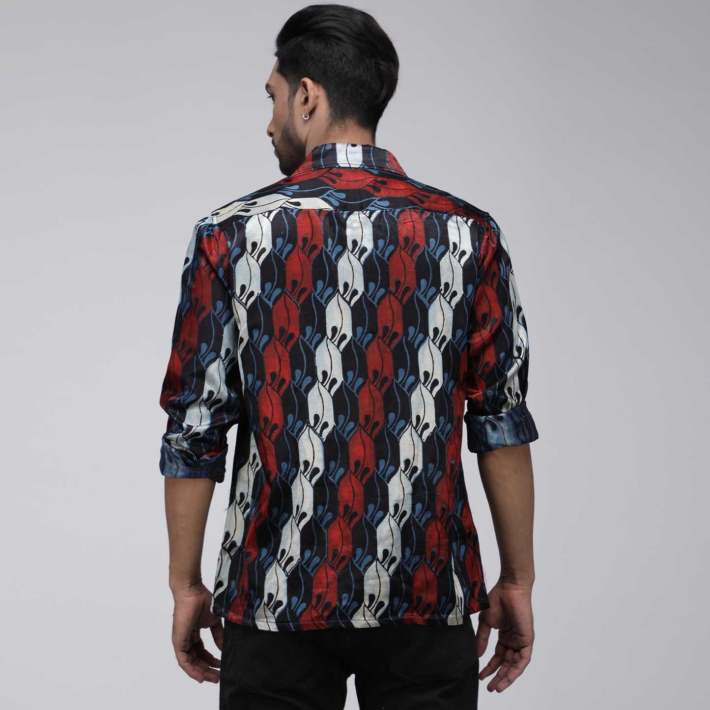 MASHRU INDIGO ABSTRACT ZIPPER