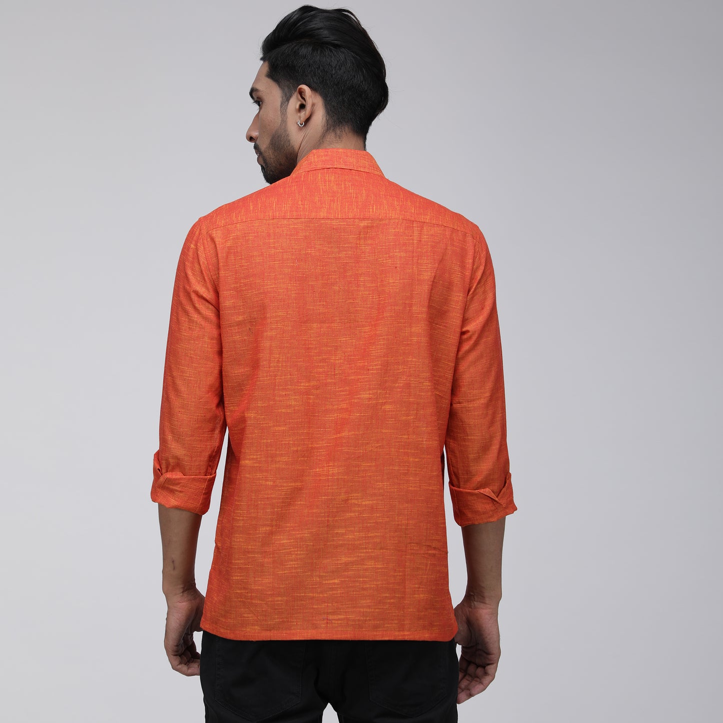 ORANGE PINTUCK SLUB SHIRT