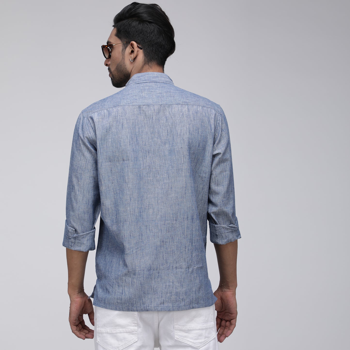 INDIGO PINTUCK SLUB SHIRT