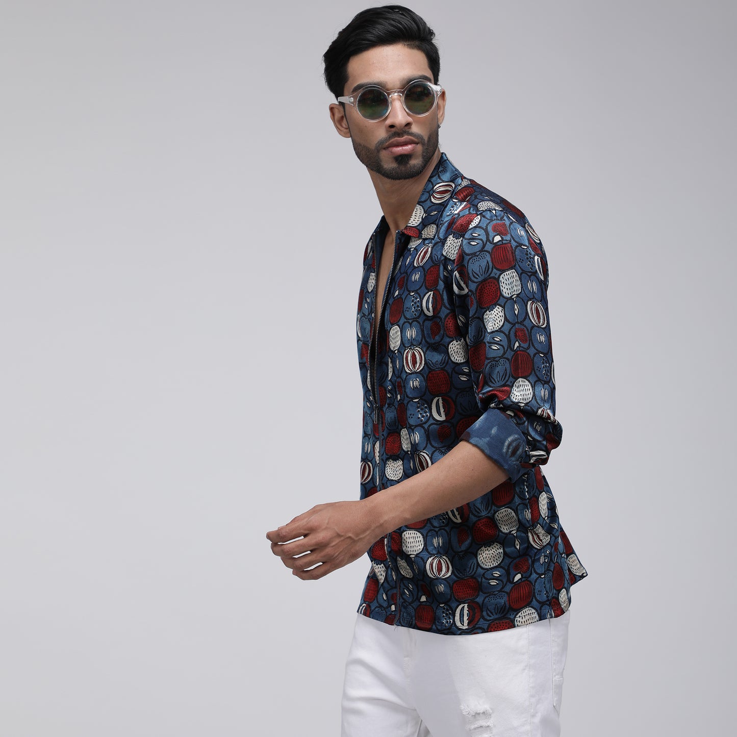 MASHRU INDIGO PUMKIN ZIPPER
