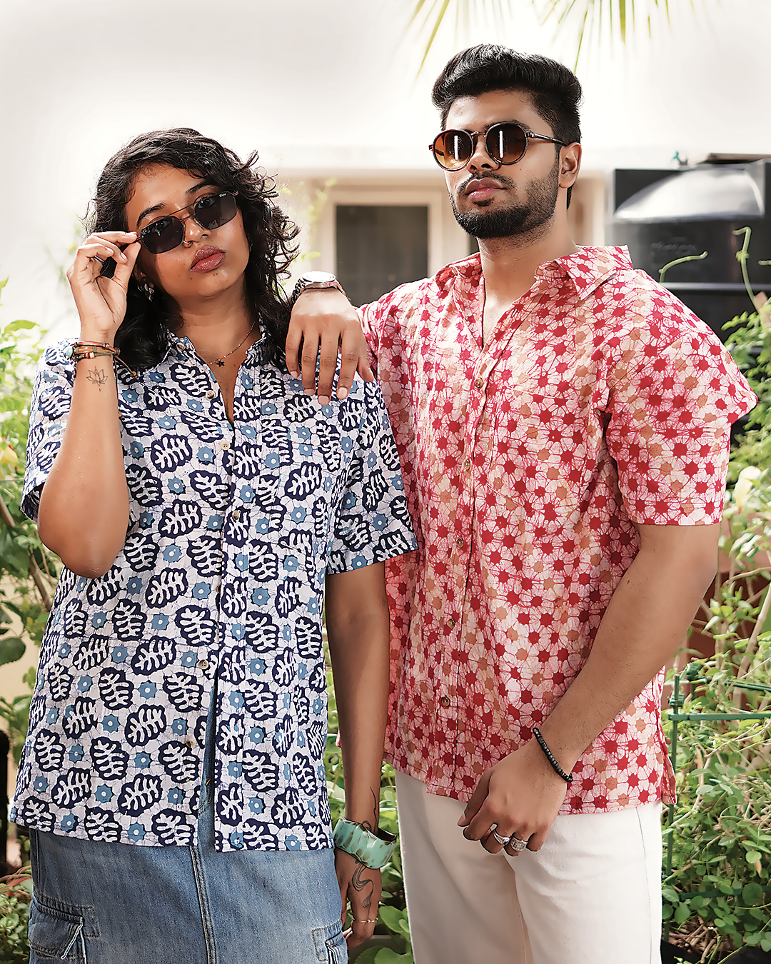 BATIK INDIGO OCTAGON FLOWER SHIRT