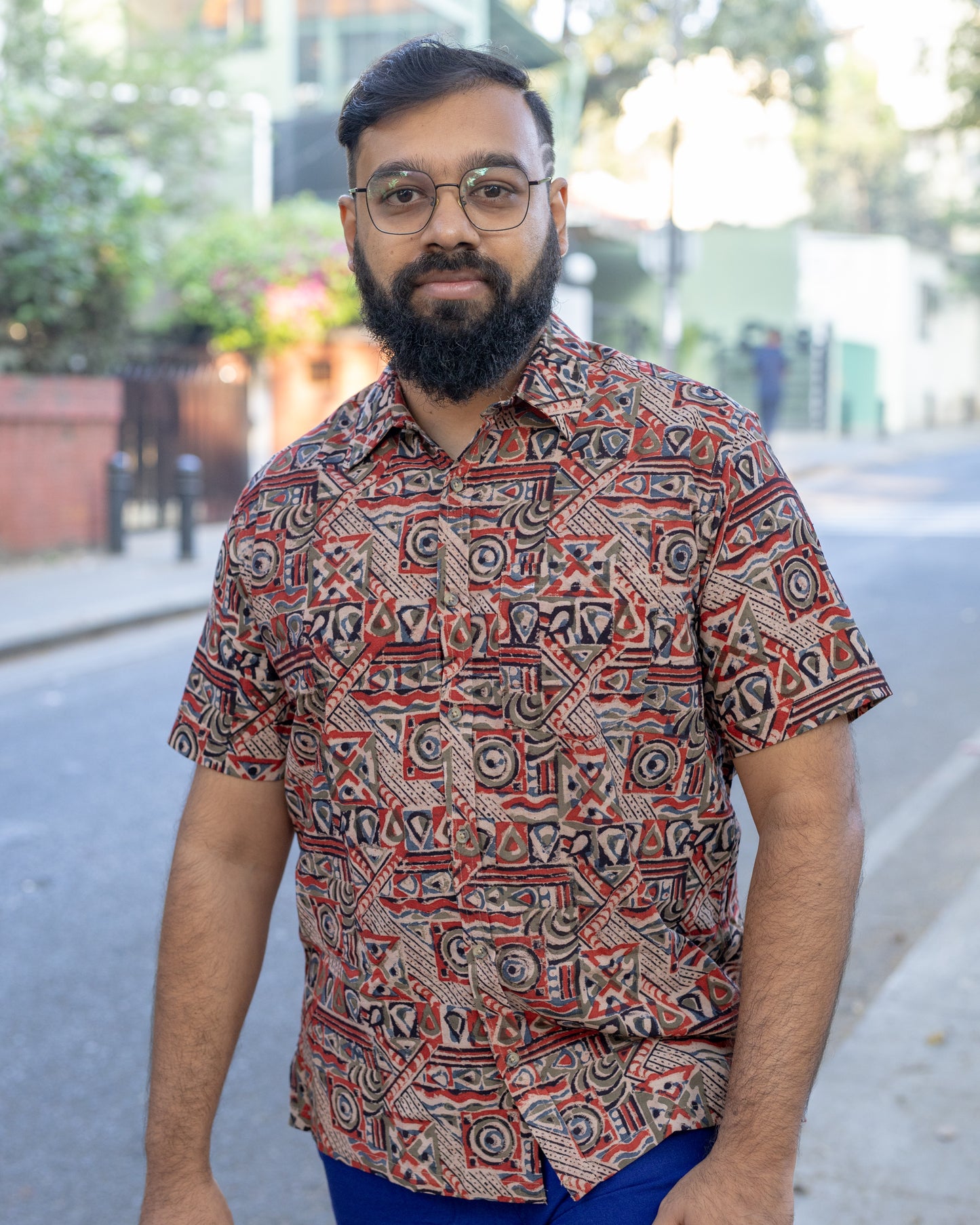 KALAMKARI RED GEOMETRIC SHIRT