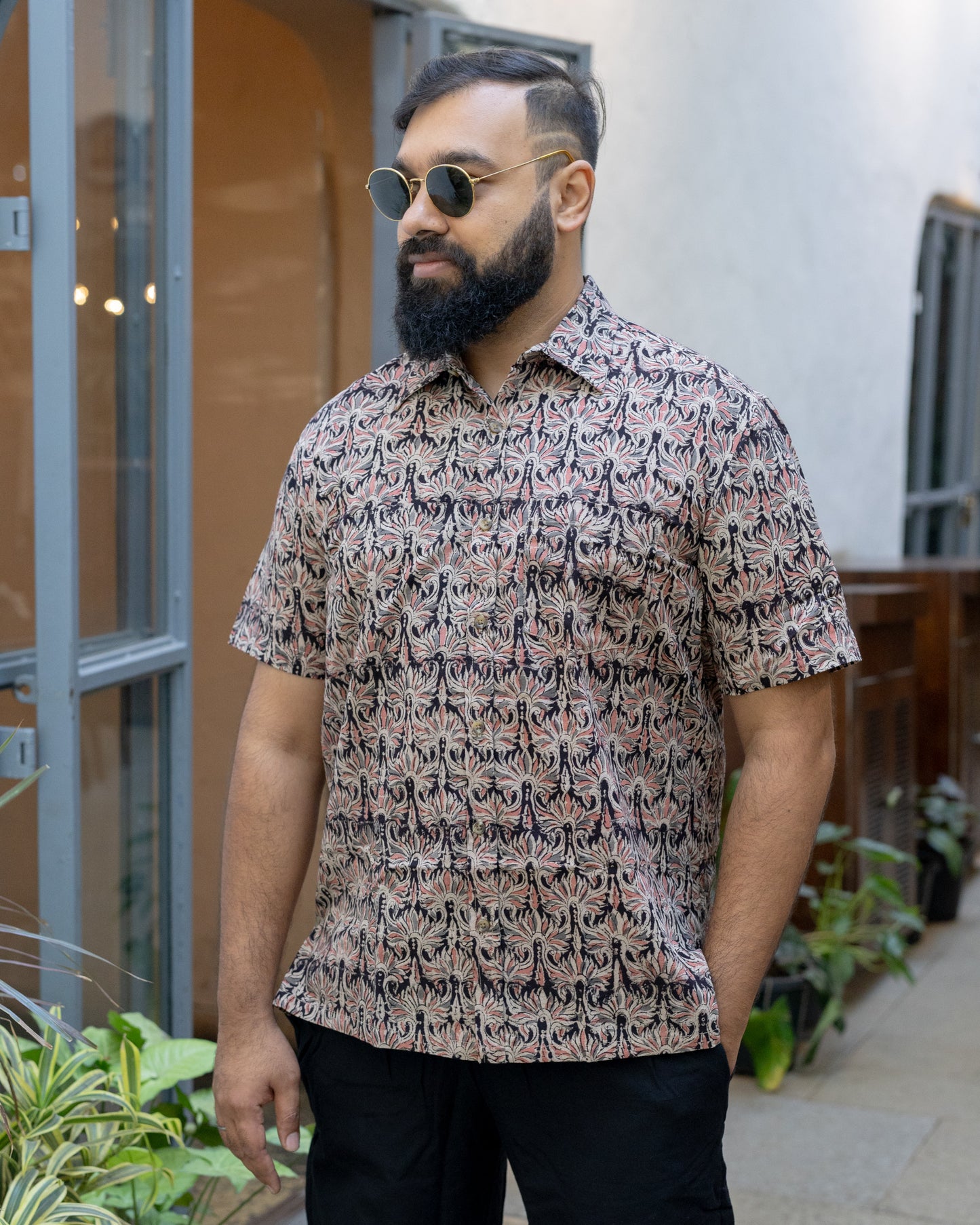 KALAMKARI PINK ABSTRACT FLORAL SHIRT