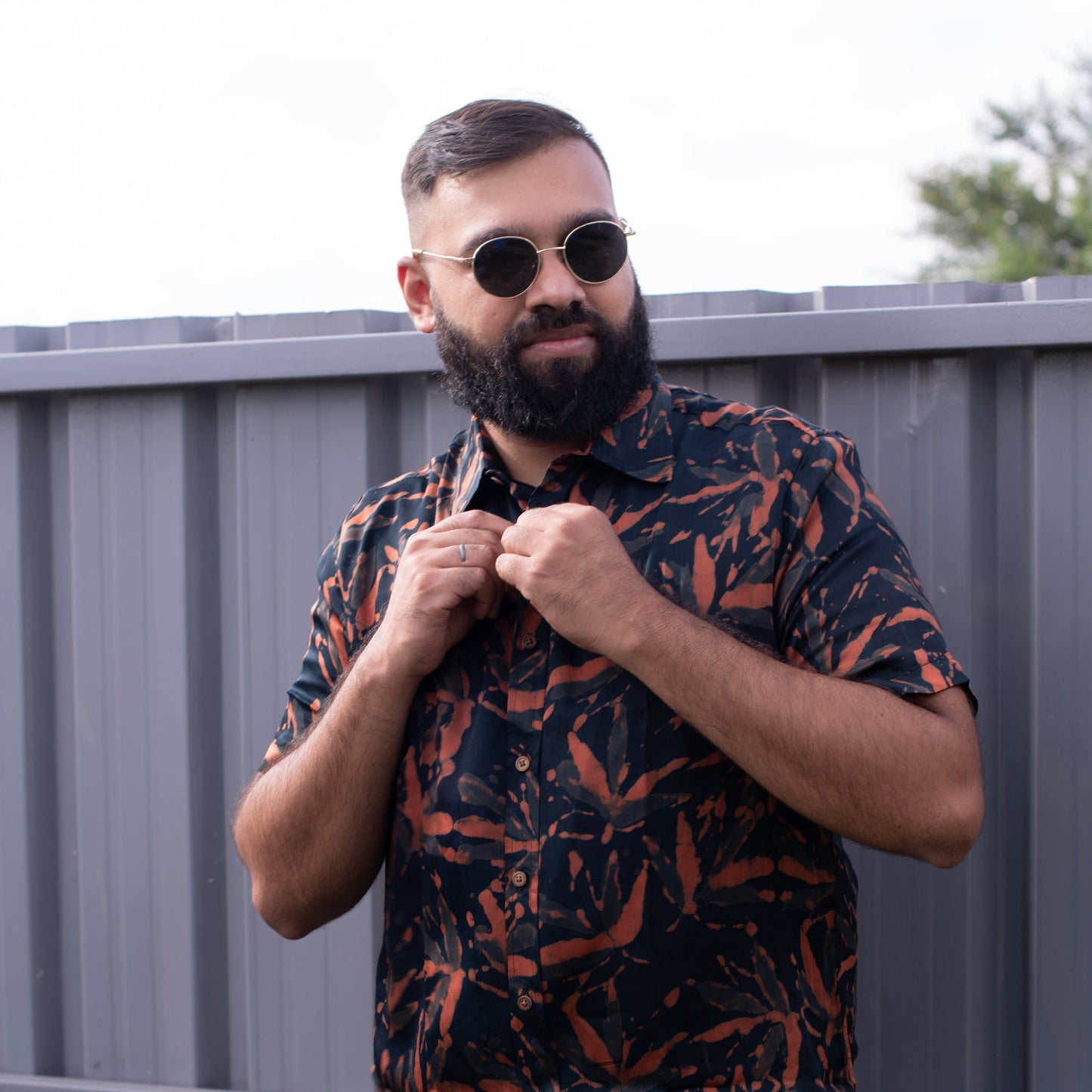 MODALE ORANGE FLORAL SHIRT