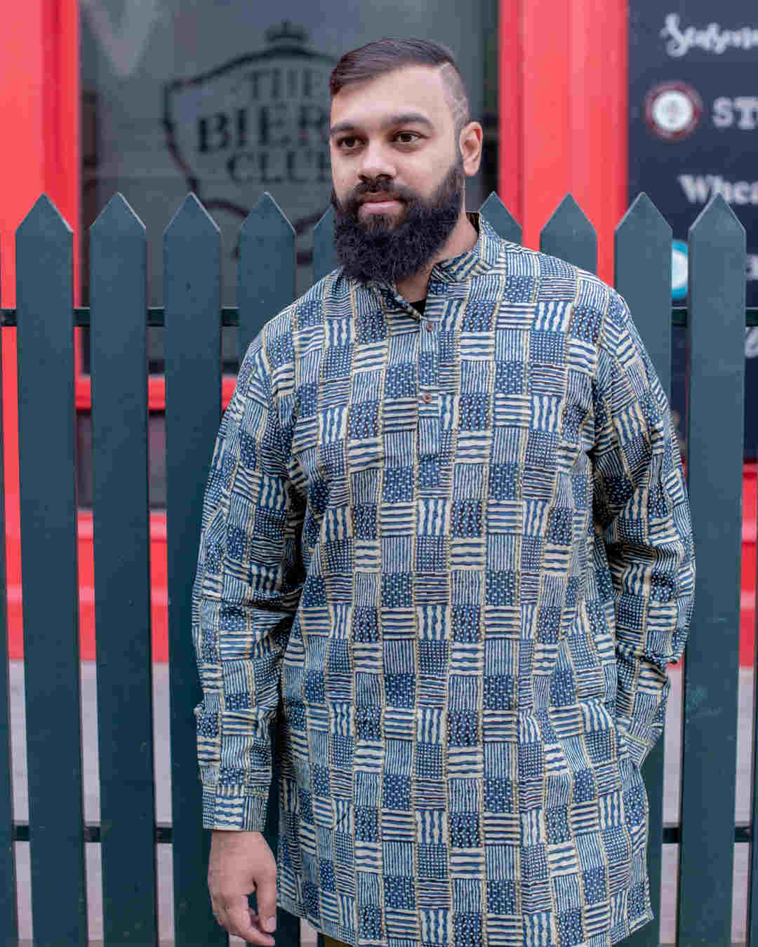 AJRAKH CHECKS INDIGO KURTA