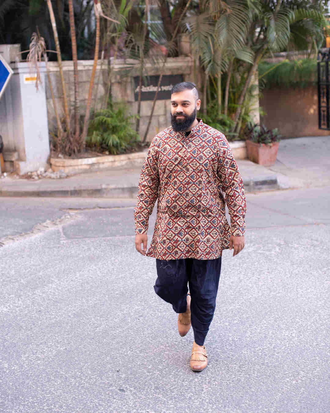 BEIGE PATOLA PEACOCK KURTA