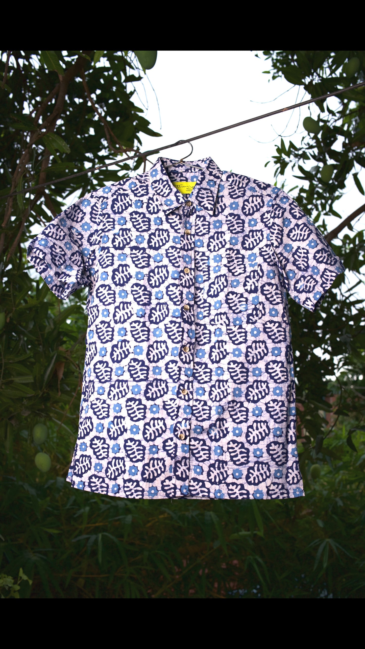BATIK INDIGO OCTAGON FLOWER SHIRT