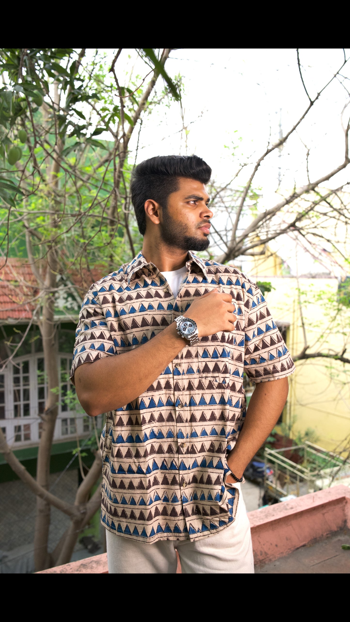 AJRAKH HENNA FLORAL SHIRT