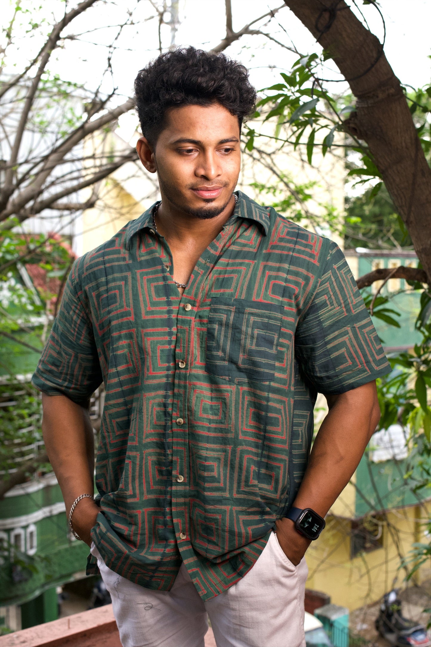 SHIBORI AQUA SQUARE SHIRT