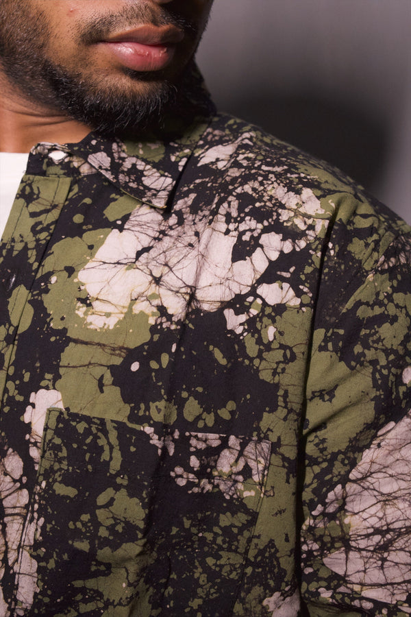BATIK GREEN MILITARY ABSTRACT SHIRT