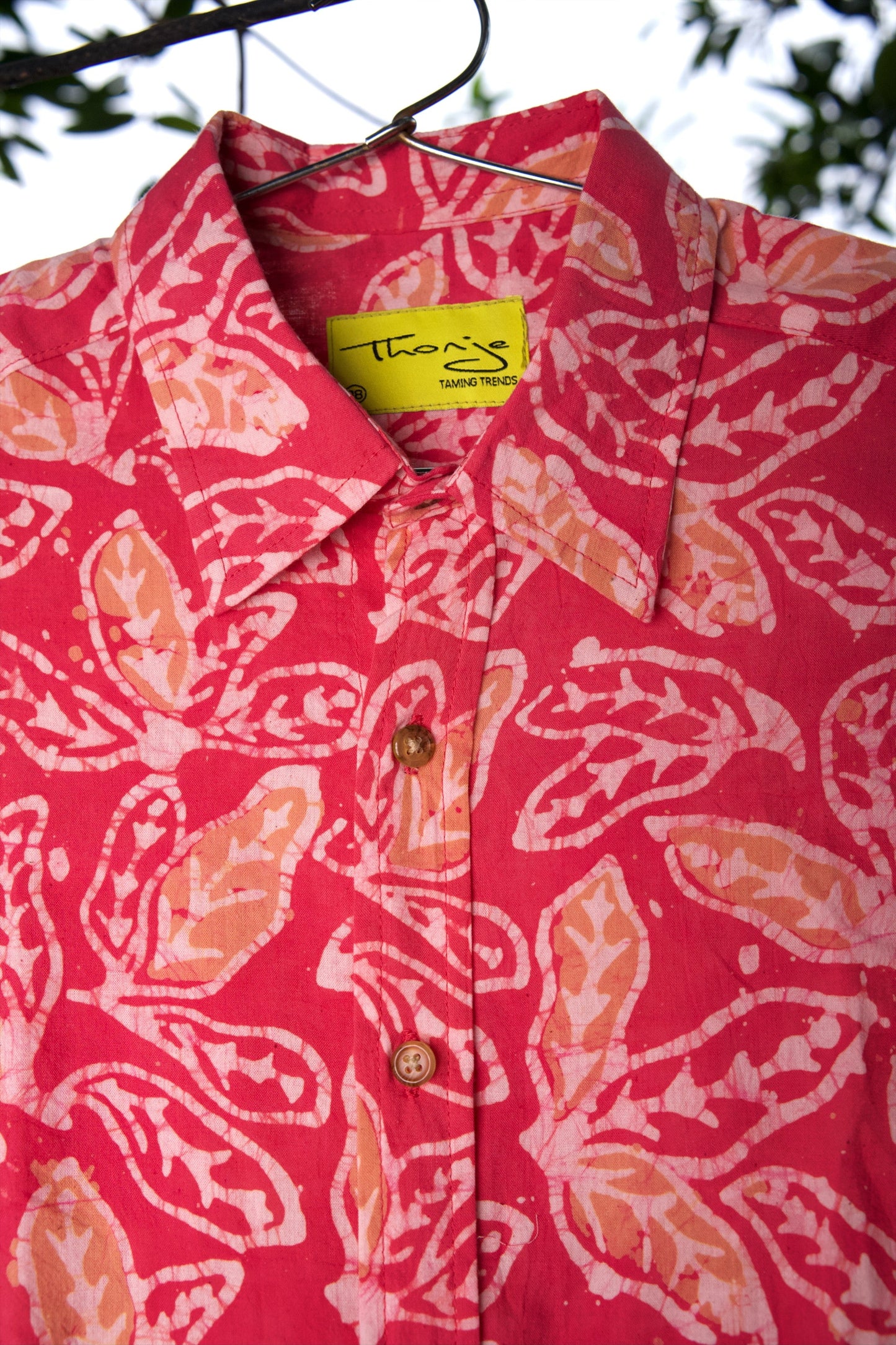 BATIK PINK LEAF SHIRT