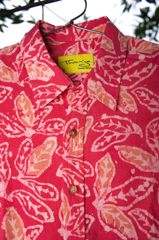 BATIK PINK LEAF SHIRT