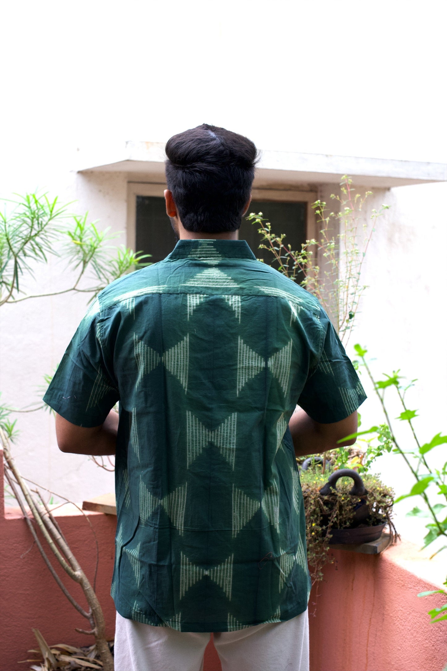 SHIBORI TURQUOISE TRIANGLE SHIRT