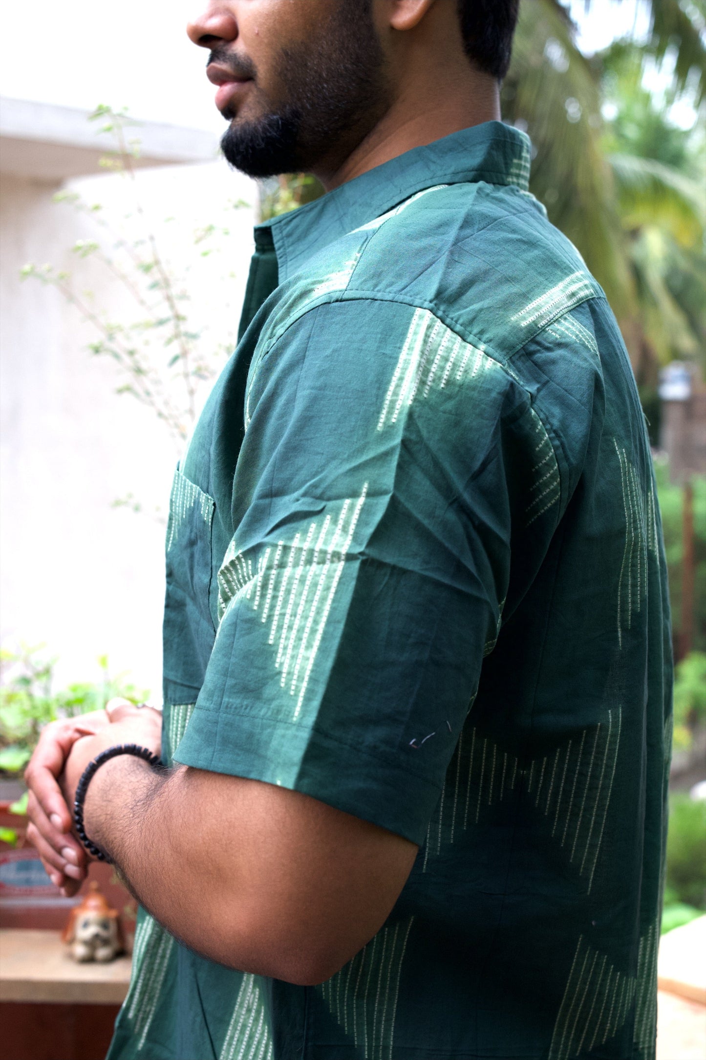 SHIBORI TURQUOISE TRIANGLE SHIRT