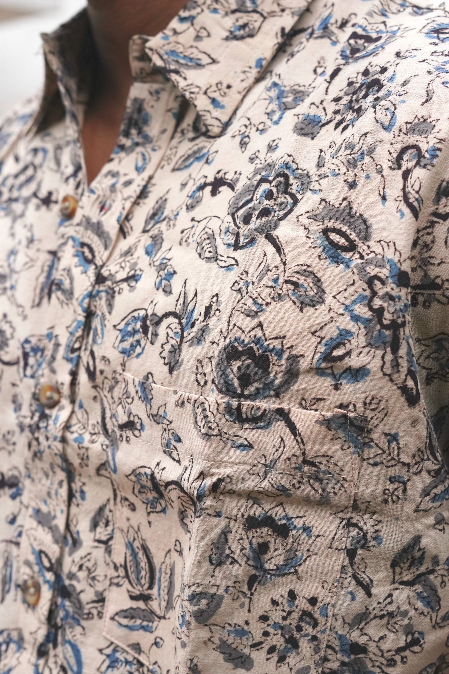 KALAMKARI BLACK FLORAL SHIRT