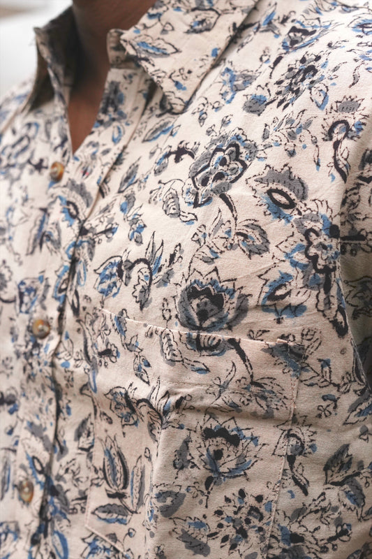 KALAMKARI BLACK FLORAL SHIRT
